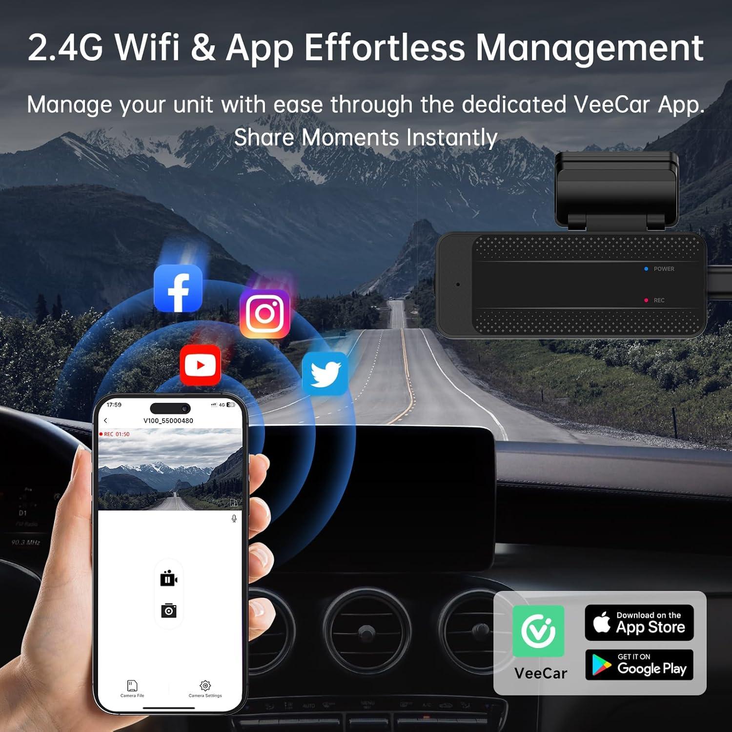 Cámara de tablero Ecomoment con WiFi y visión nocturna 1296P