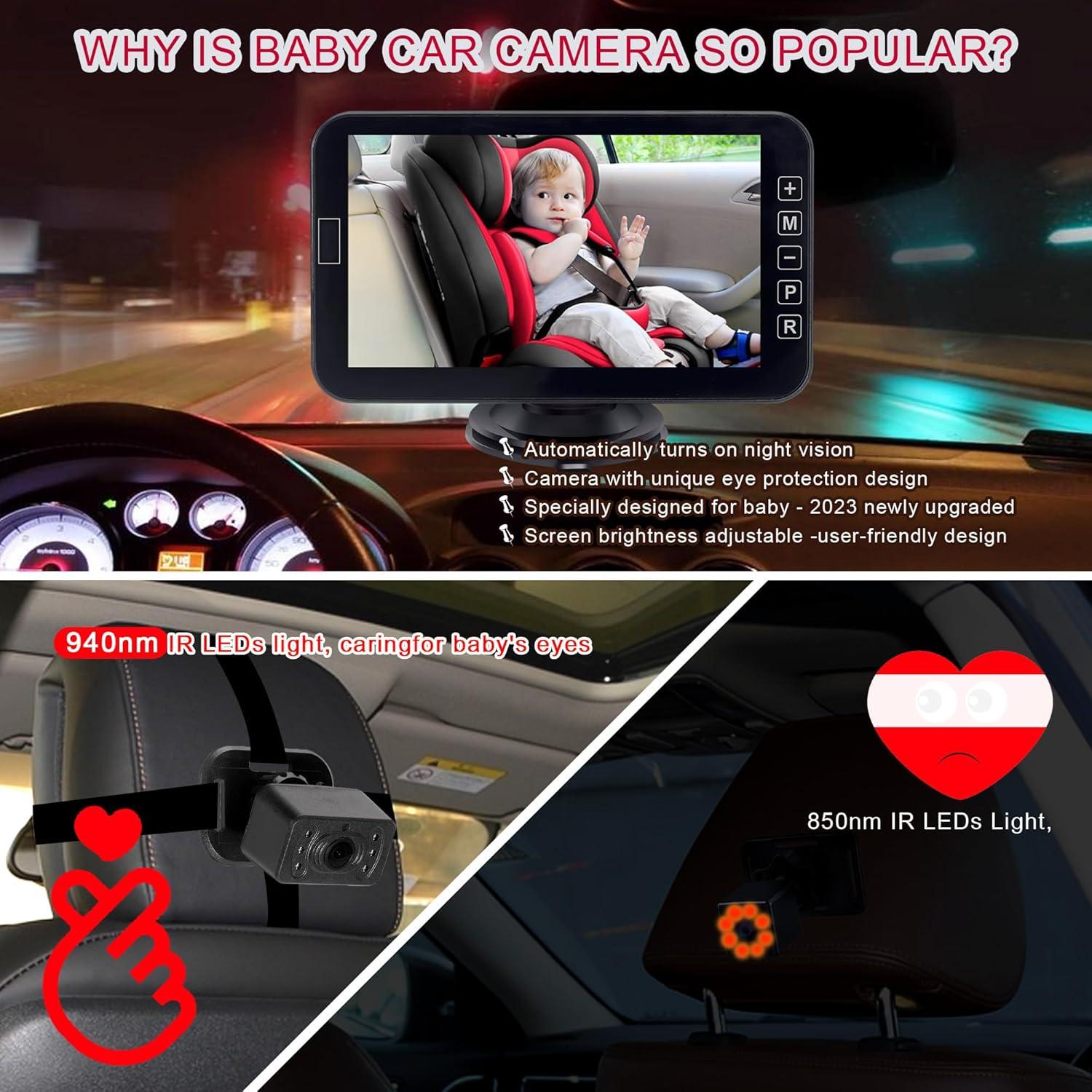 Cámara de Auto para Bebé YIMU KB42 4.3" con Visión Nocturna