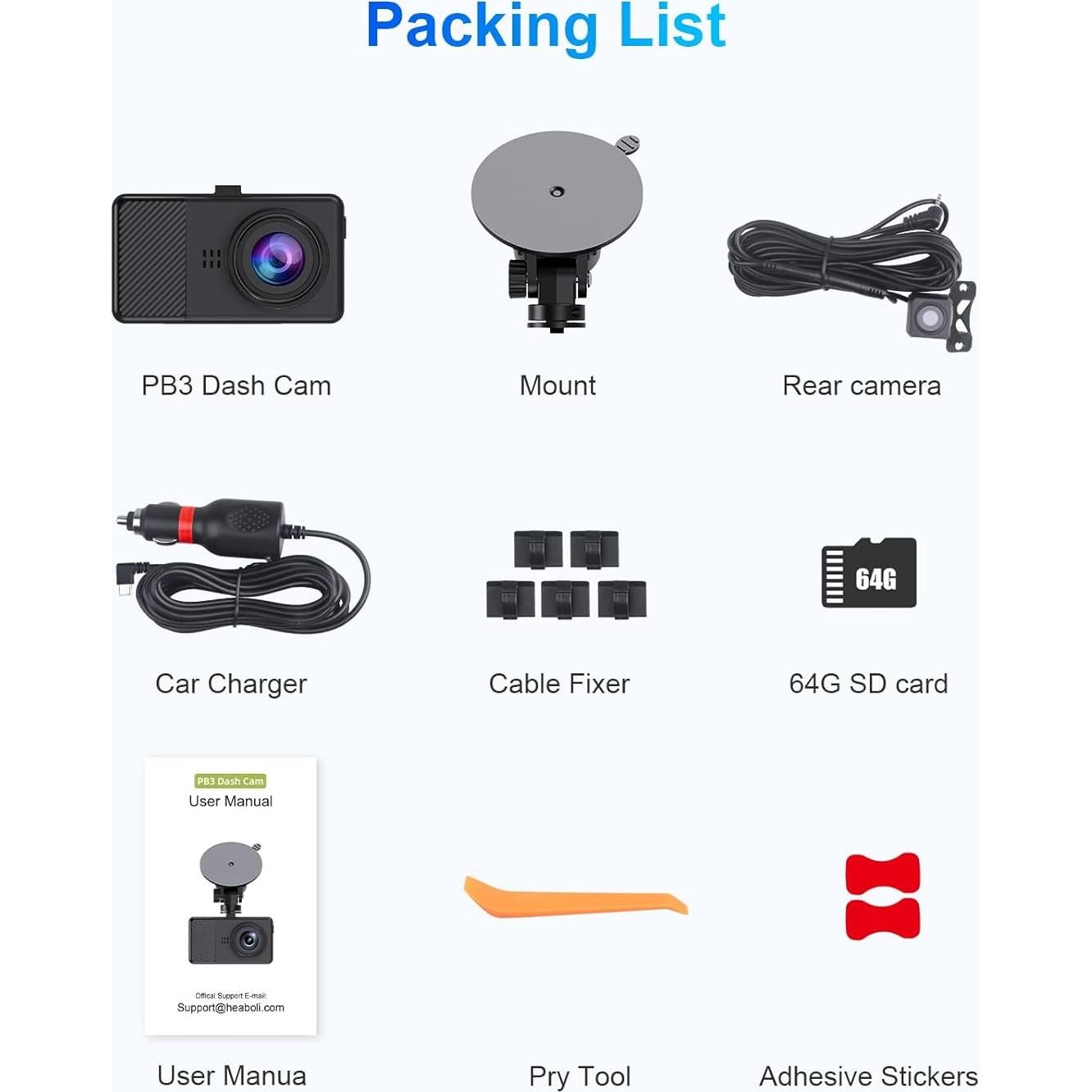 Cámara Dash Delantera y Trasera AIPLUGER 2.5K + 1080P, G-Sensor