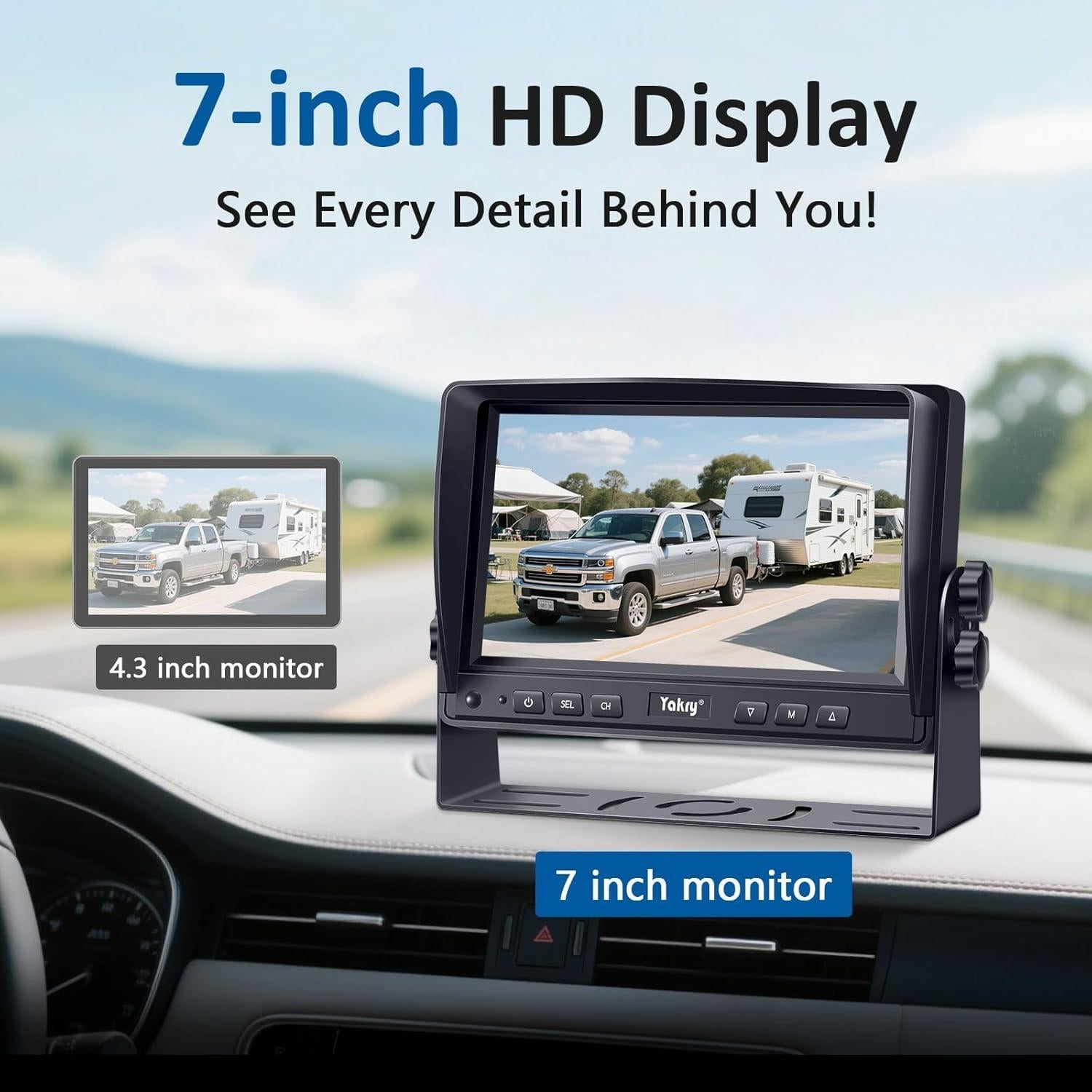 Cámara de Respaldo Dual Yakry Y142 con Monitor HD 7"