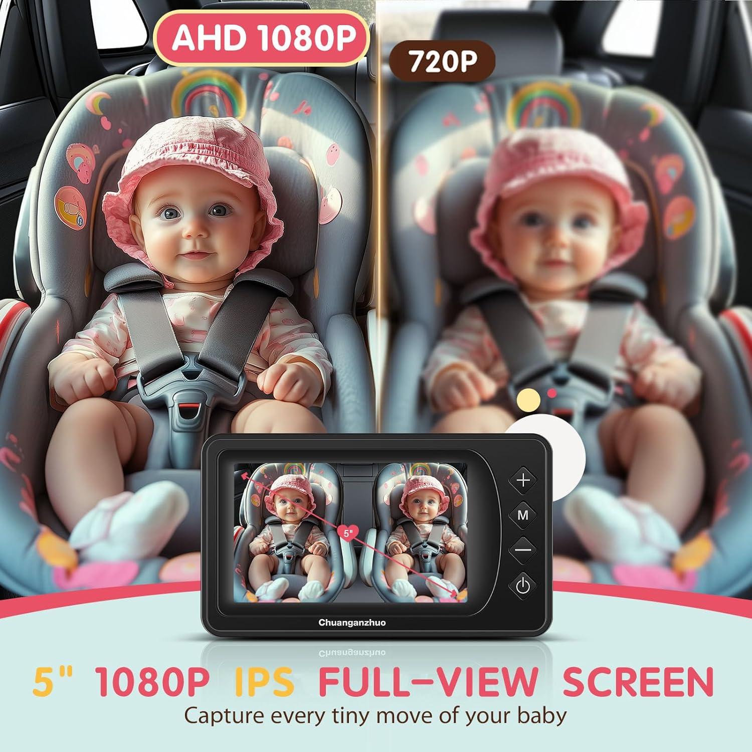 Cámara para Bebés S100P - Monitor de Coche 5" HD 1080P