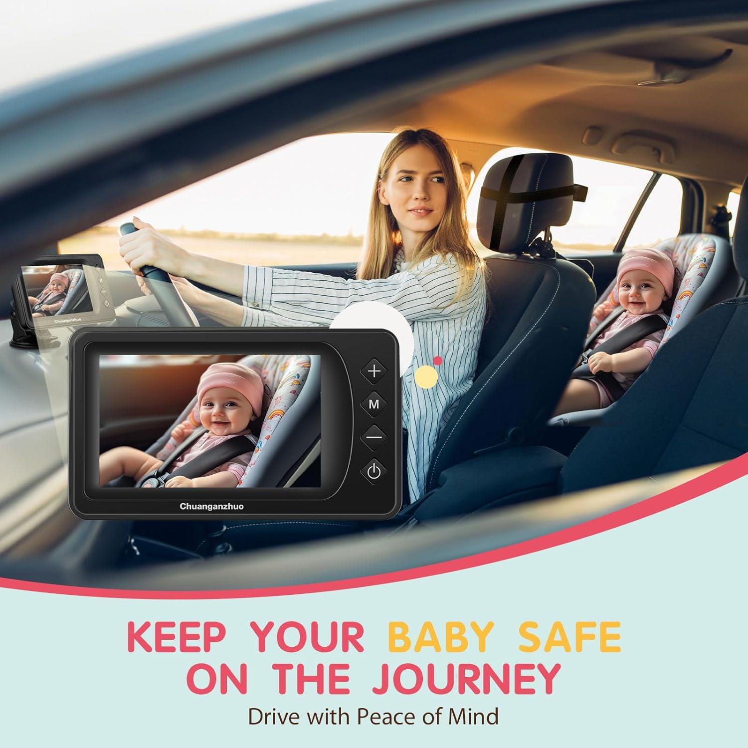 Cámara para Bebés S100P - Monitor de Coche 5" HD 1080P