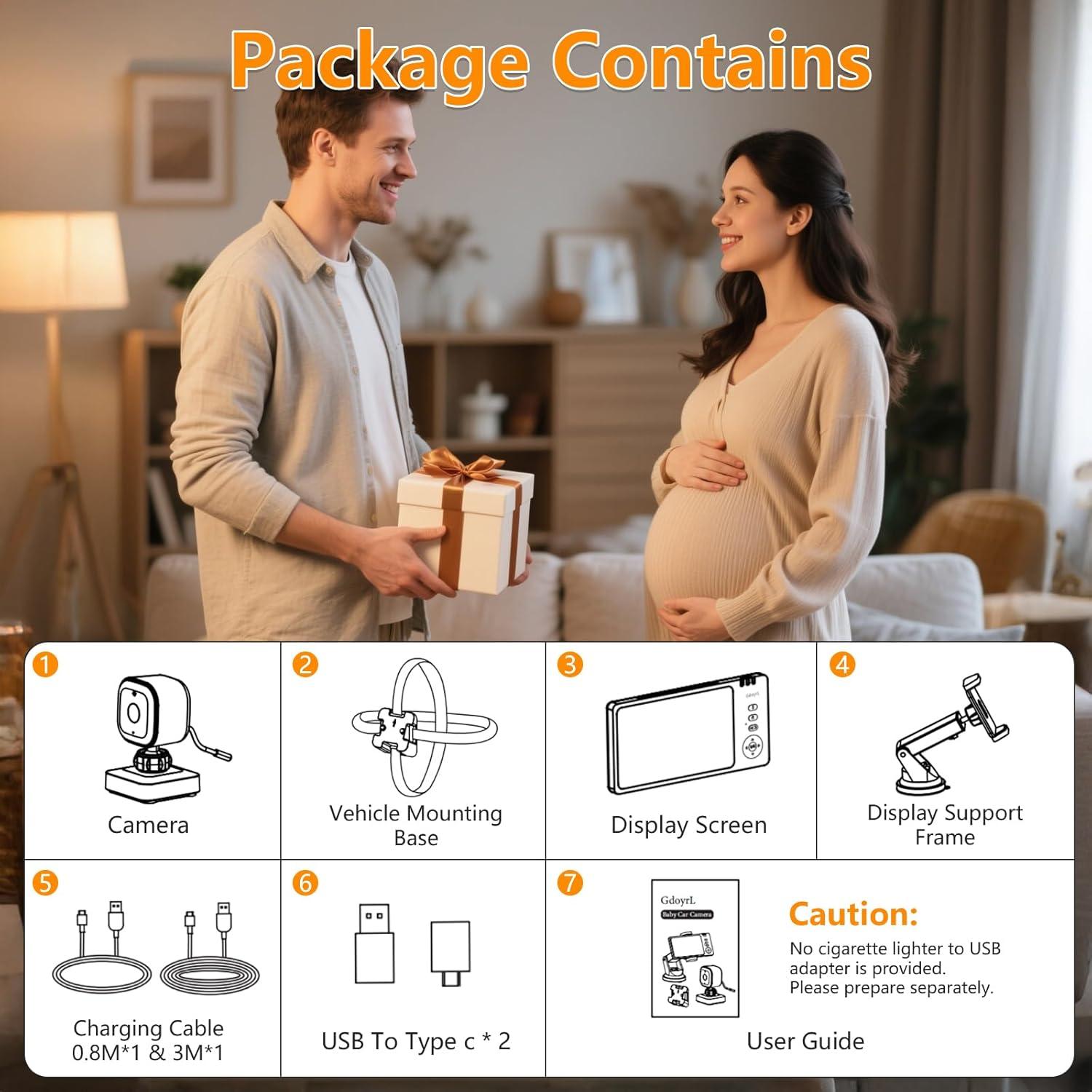 Cámara de Coche Inalámbrica Anhong 5" HD 1080P con Alerta de Temperatura