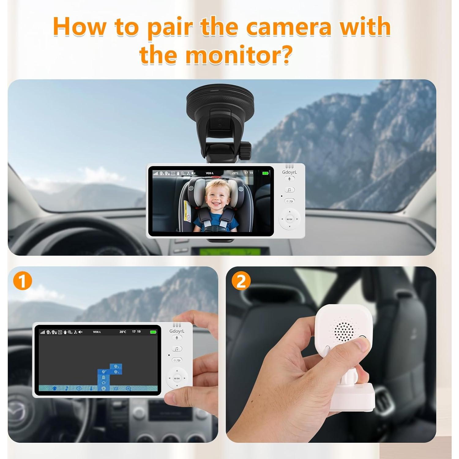 Cámara de Coche Inalámbrica Anhong 5" HD 1080P con Alerta de Temperatura