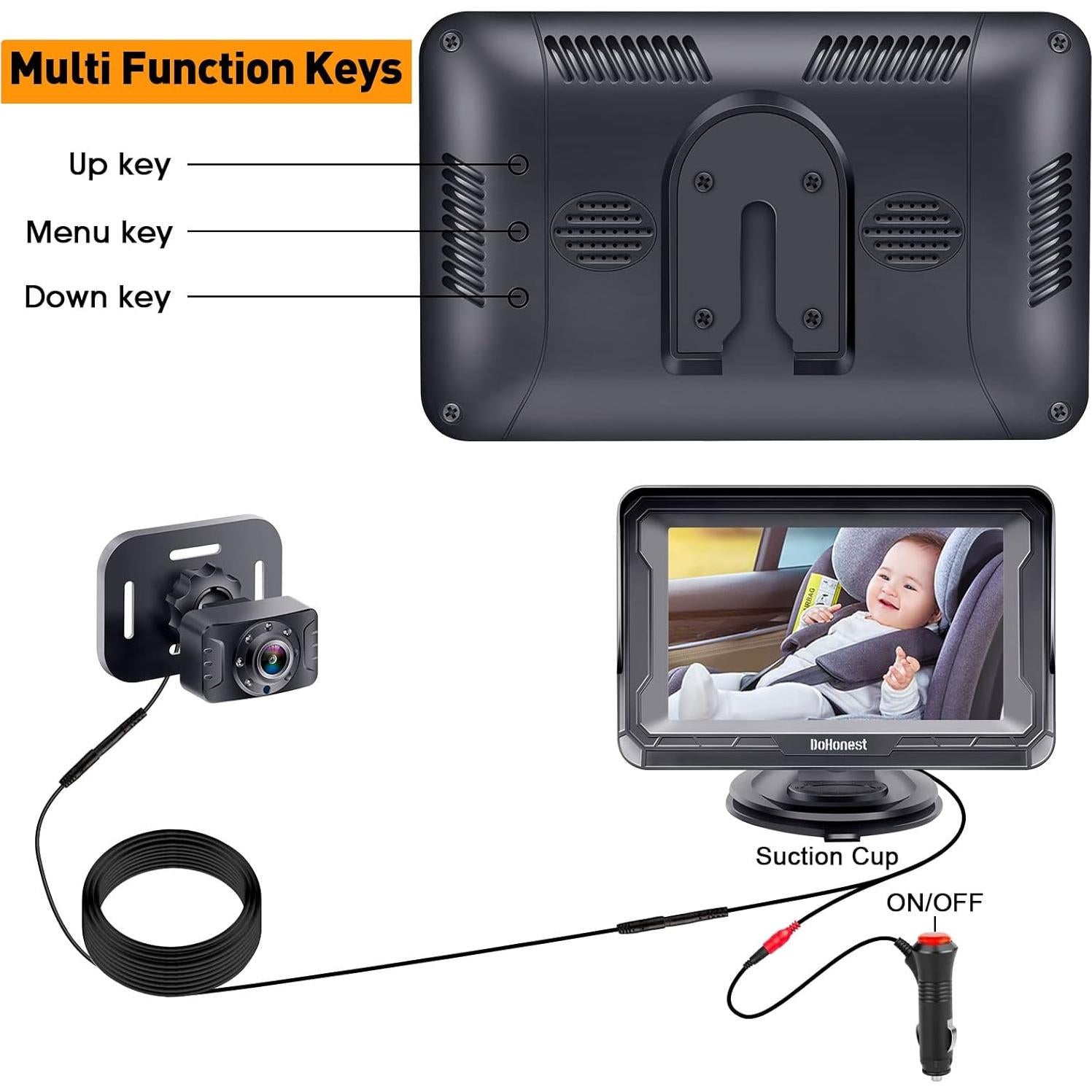 Cámara de Auto para Bebés DoHonest V33 - 2 Pack HD 1080P con Visión Nocturna