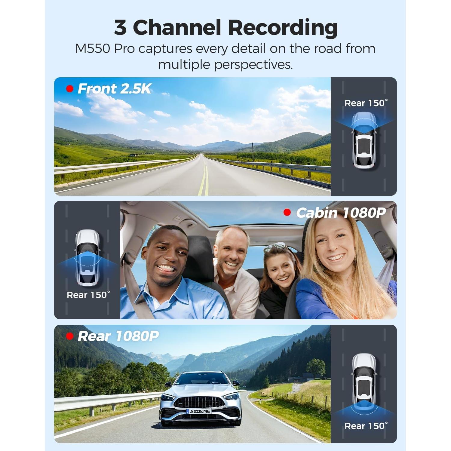 Cámara de Salpicadero AZDOME M550 Pro 3 Canales 4K GPS