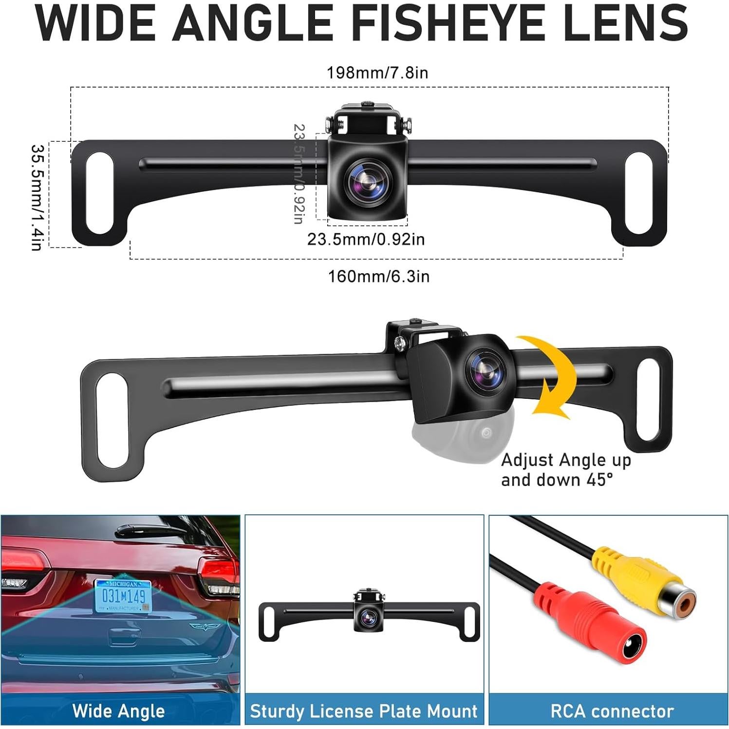 Cámara de Respaldo GLK AHD 1080P Impermeable 170°