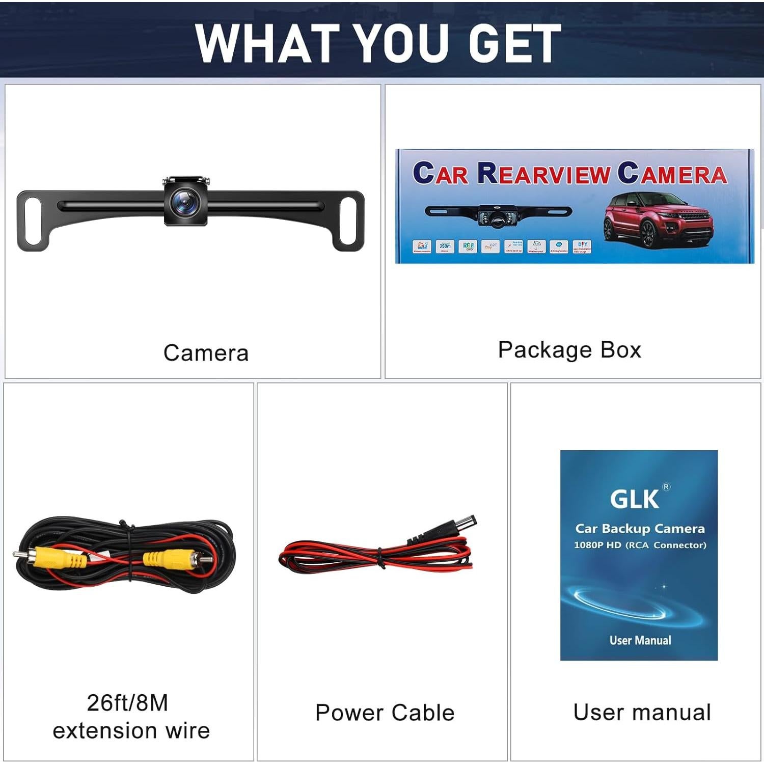 Cámara de Respaldo GLK AHD 1080P Impermeable 170°