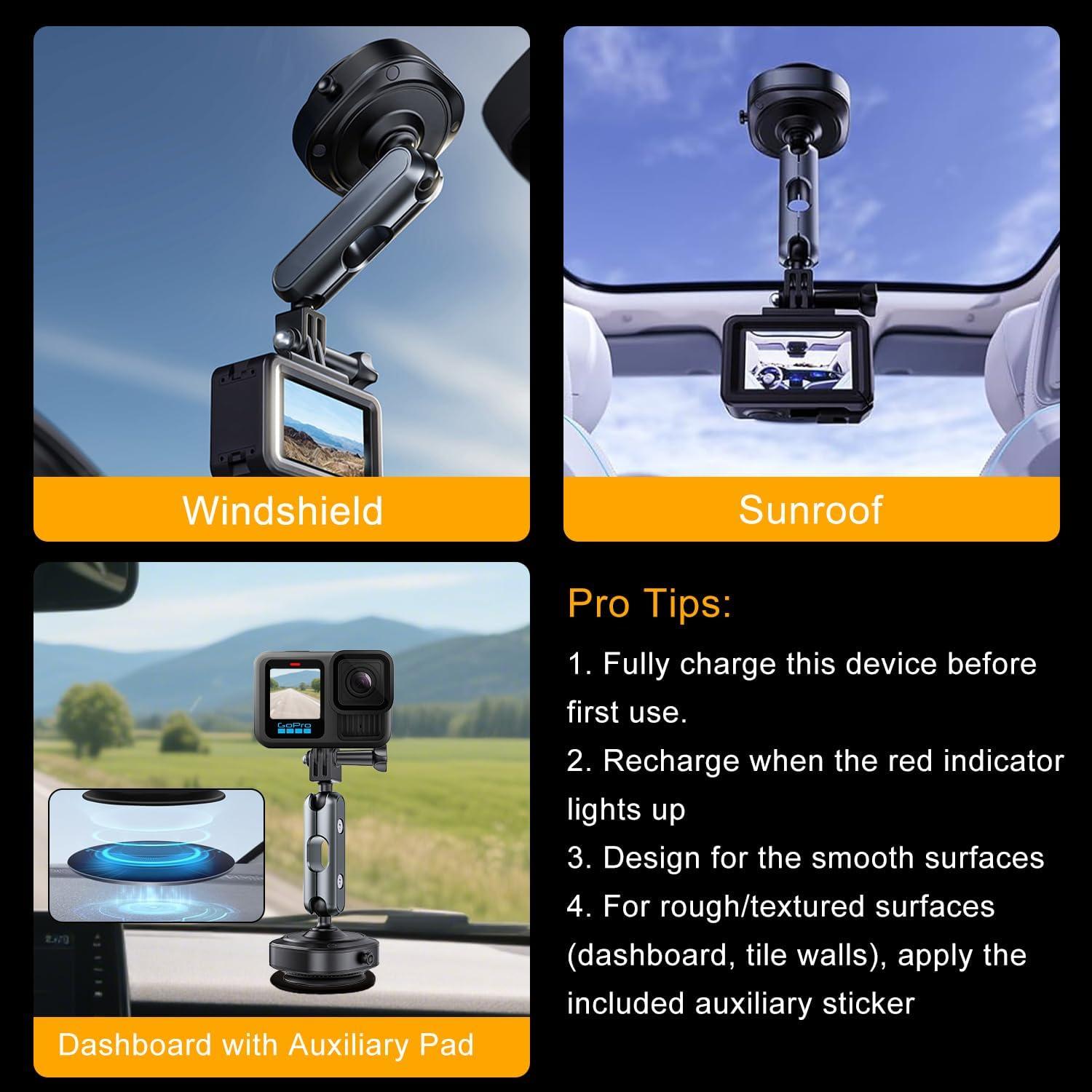 Soporte de Ventosa Jkoailiwi para GoPro y Cámaras de Acción 360°