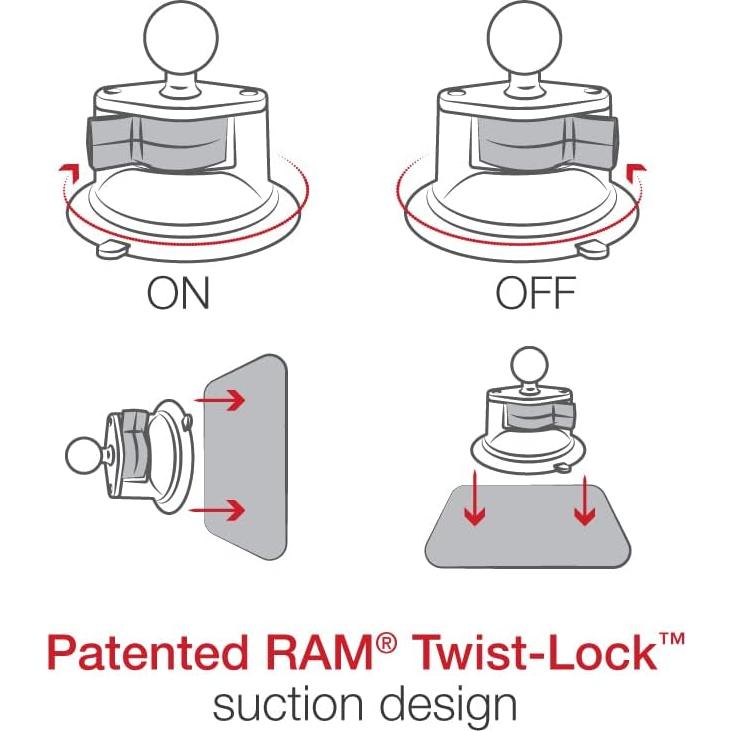 Soporte de Ventosa Twist-Lock RAM Mounts para Cámara de Acción