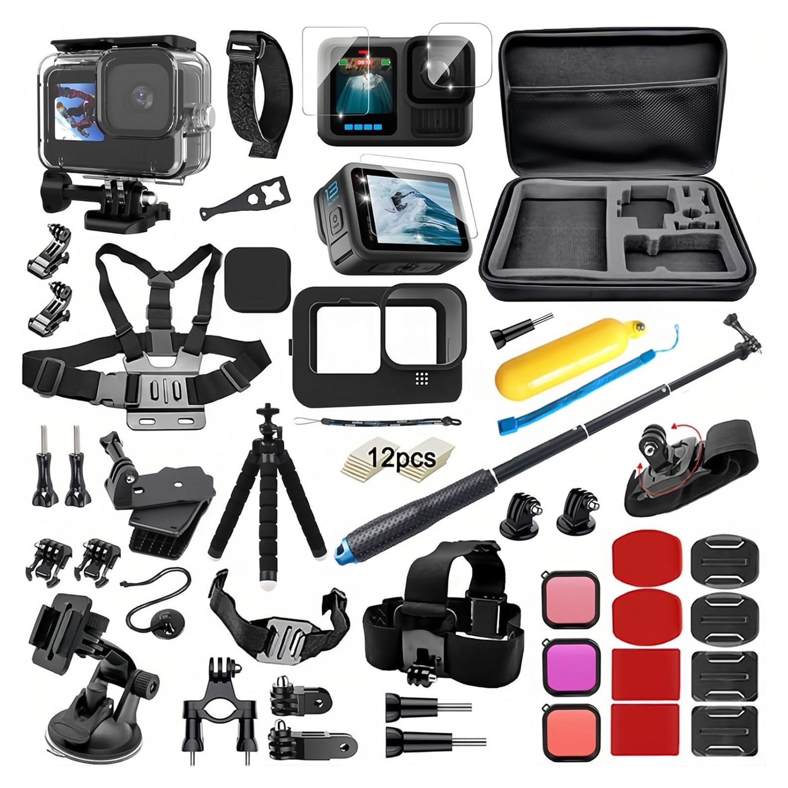 Kit de Accesorios para GoPro Hero 13 - Estuche Impermeable y Soportes