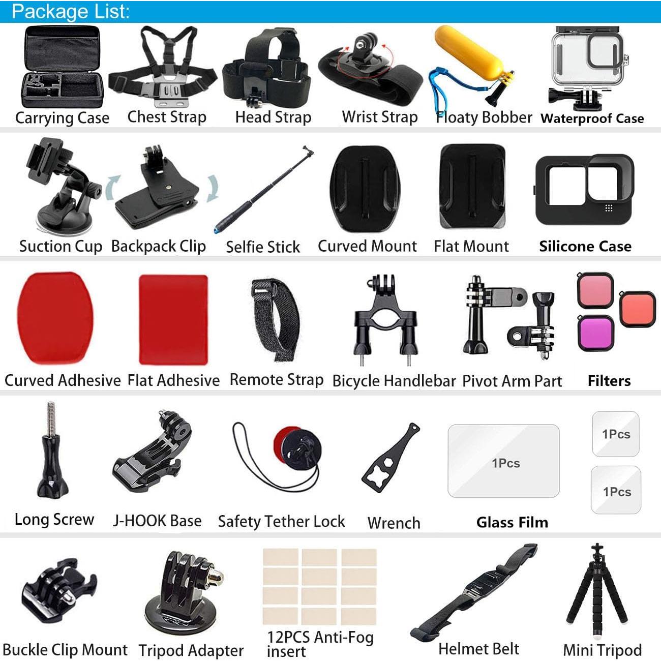 Kit de Accesorios para GoPro Hero 13 - Estuche Impermeable y Soportes