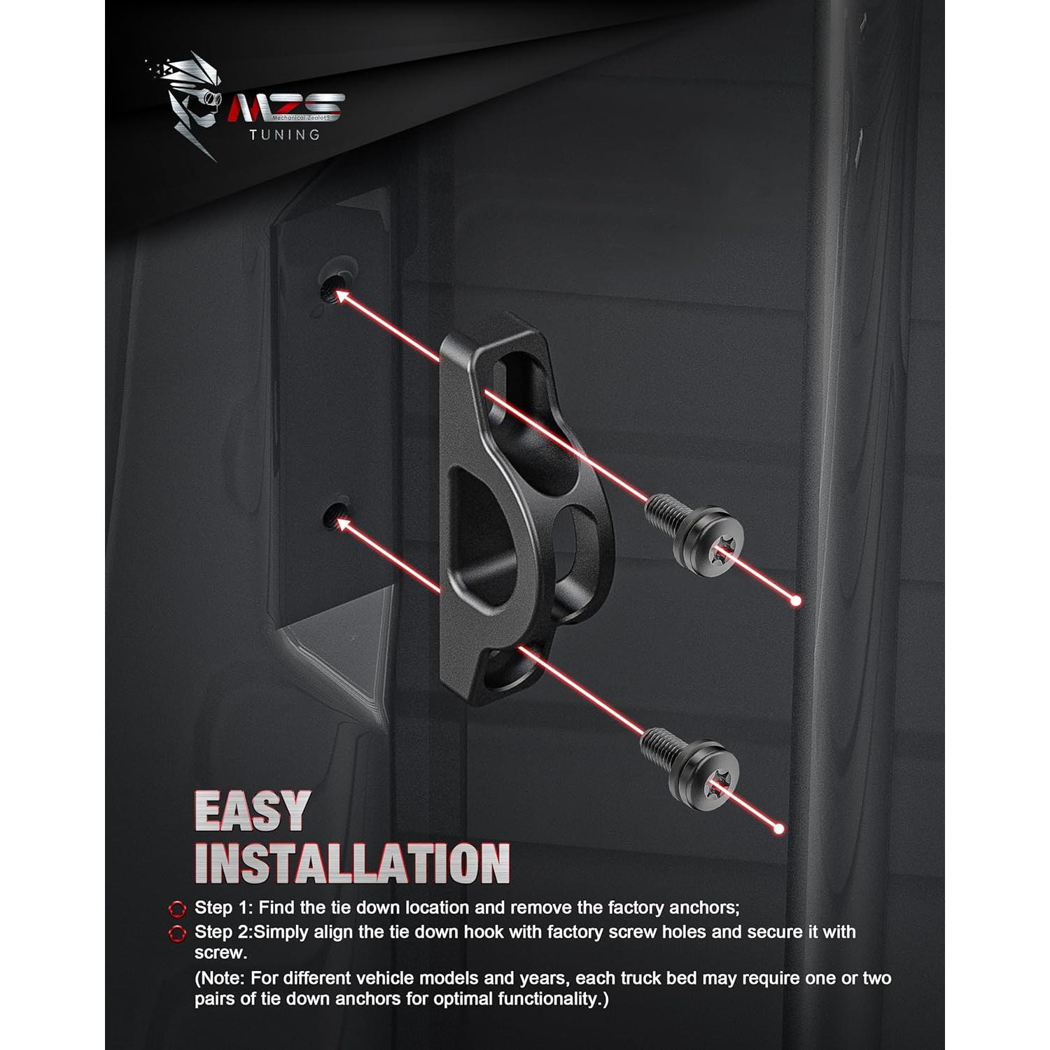 Ganchos de Sujeción MZS para Cama de Camión Tacoma Tundra