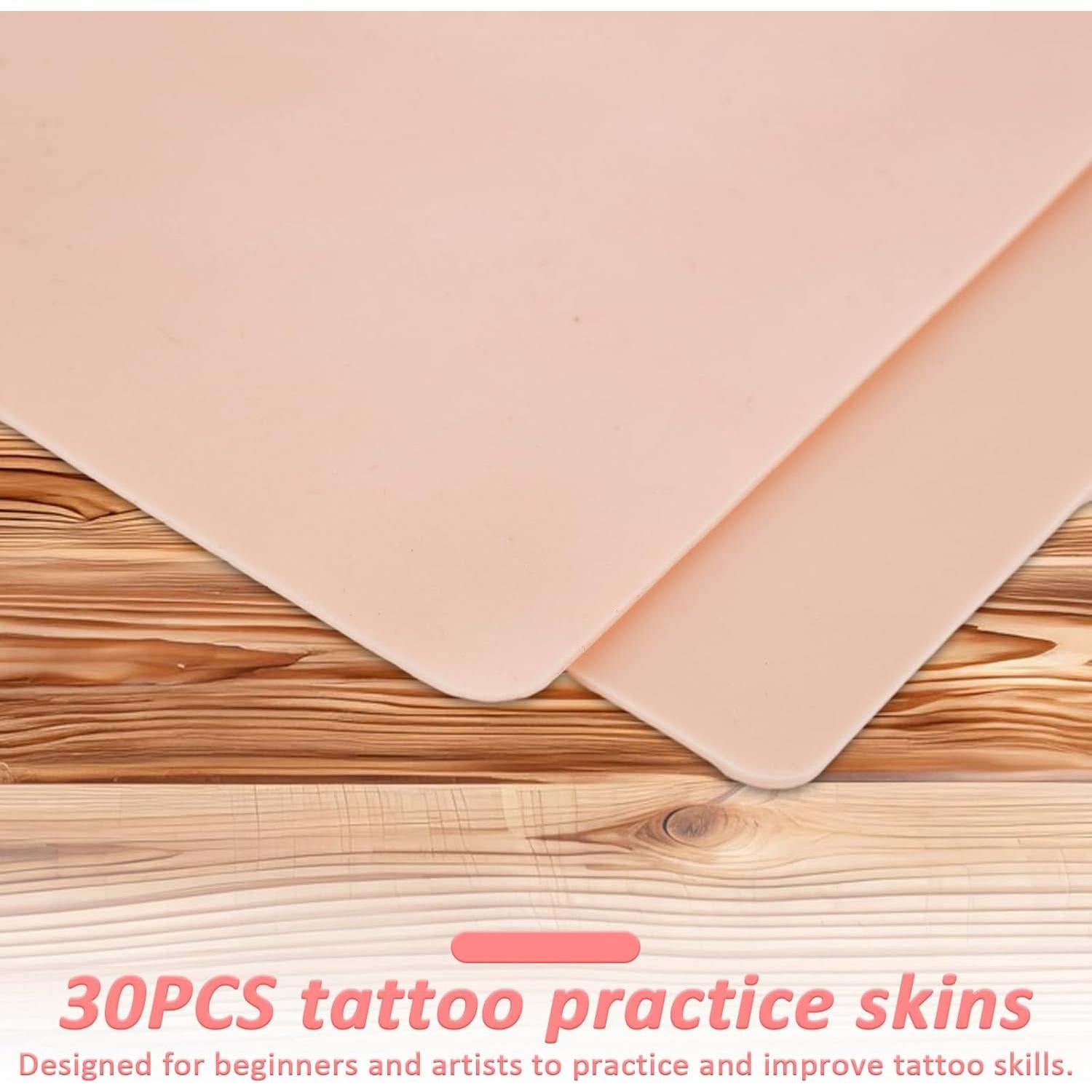 30 Piezas Piel de Práctica para Tatuaje Doble Cara 19.1x14.5cm
