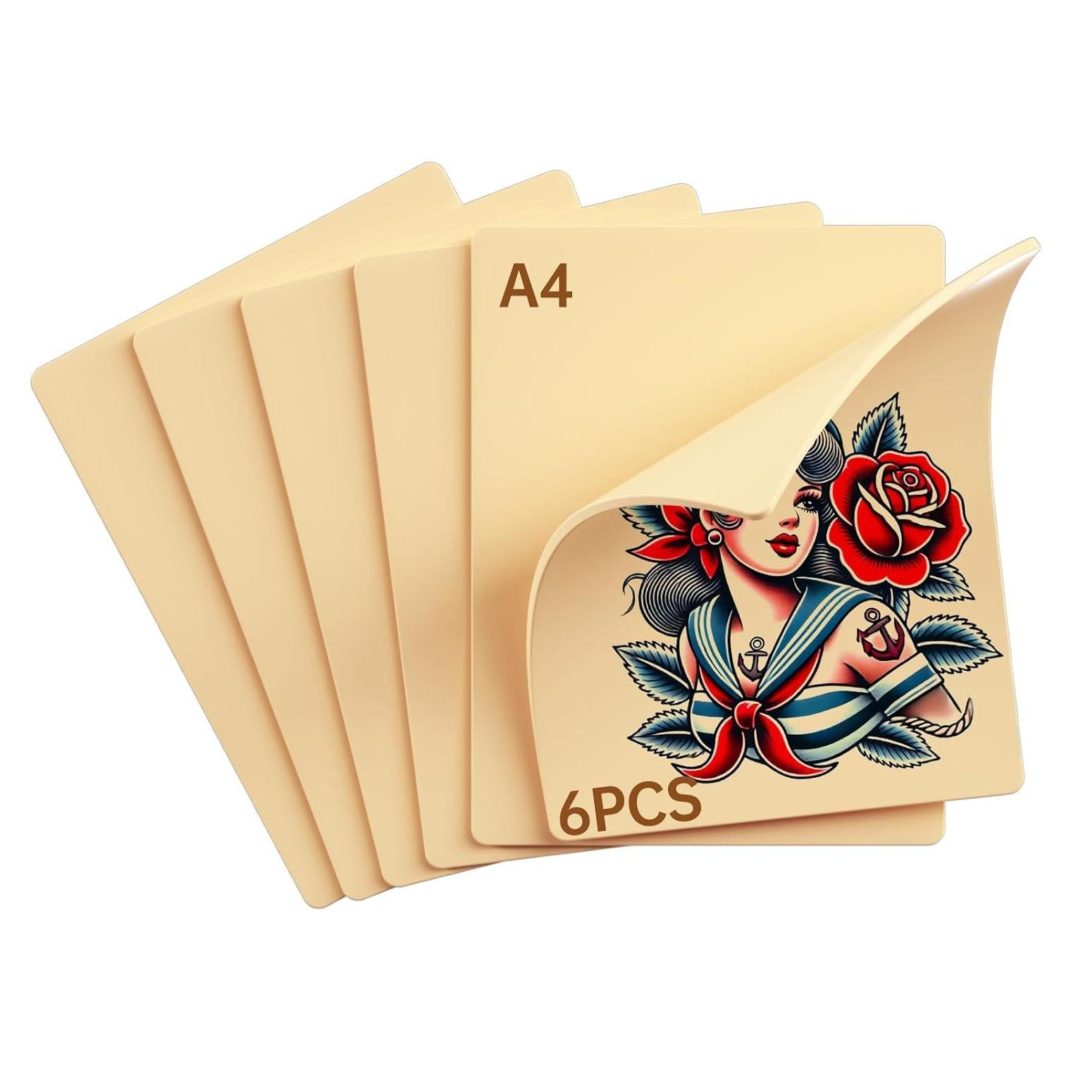 6 Hojas Piel de Práctica para Tatuaje Soposuky 30.48x20.32cm