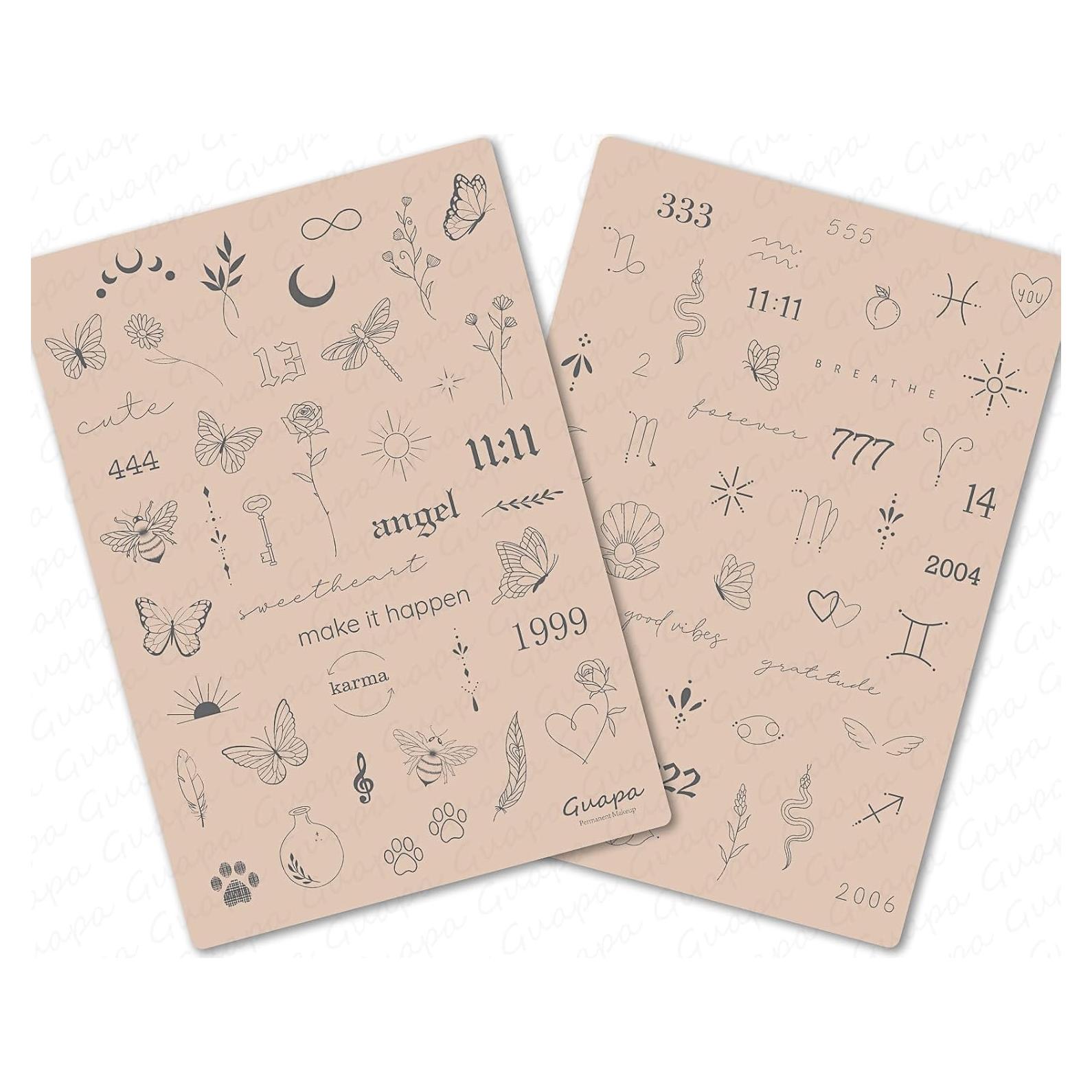 Piel de Práctica para Tatuaje Guapa 3 Piezas con 80 Diseños