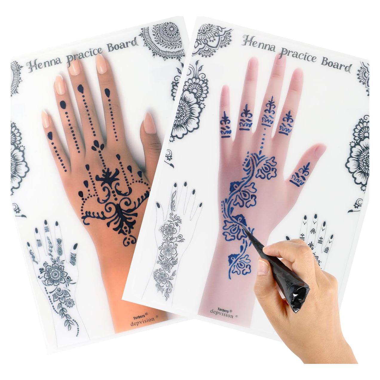 Tablero de Práctica de Tatuaje de Henna Depvision A4 Reutilizable