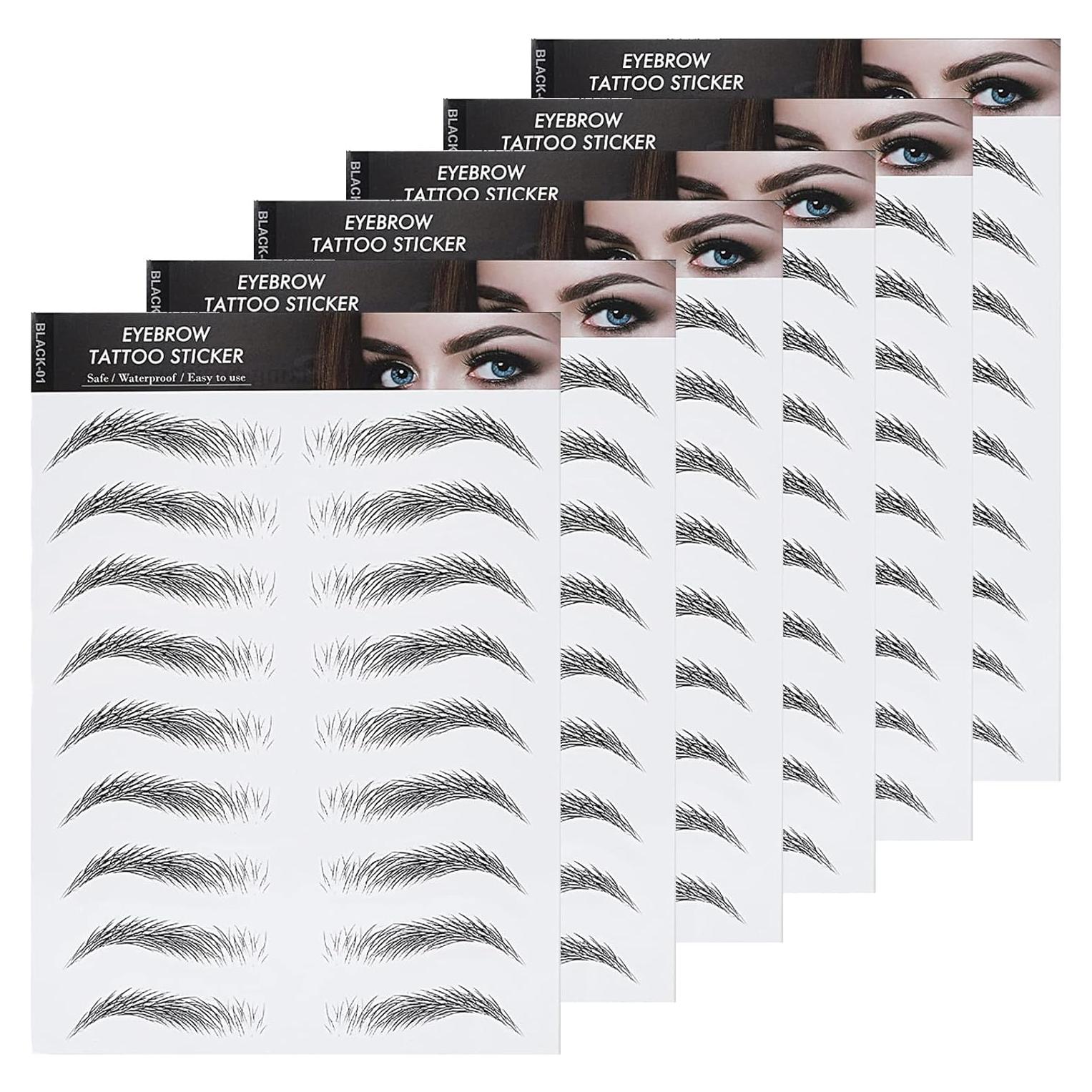 Stickers de Cejas Tatuaje Molain 4D Impermeables 6 PCS Negro