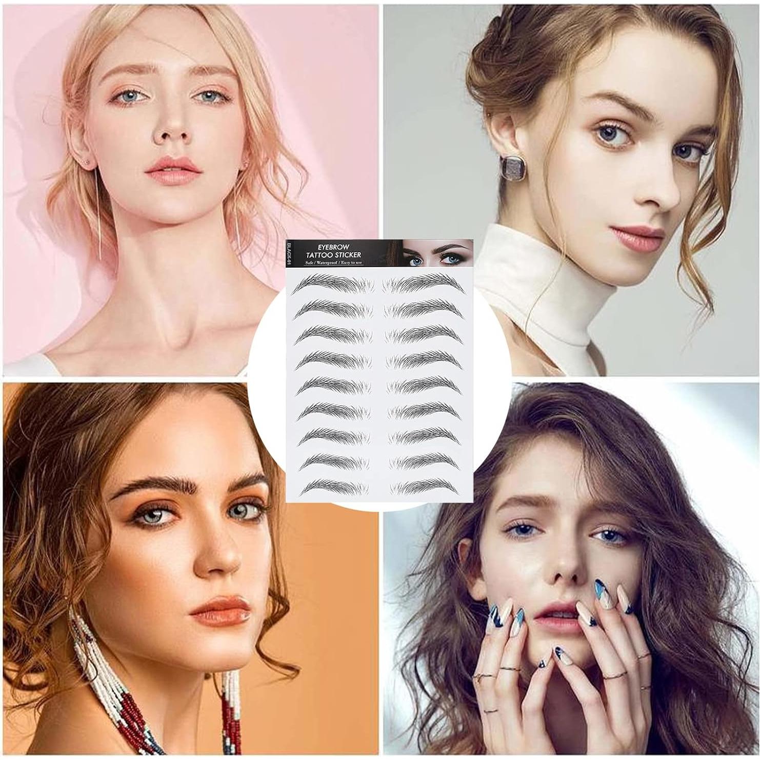 Stickers de Cejas Tatuaje Molain 4D Impermeables 6 PCS Negro