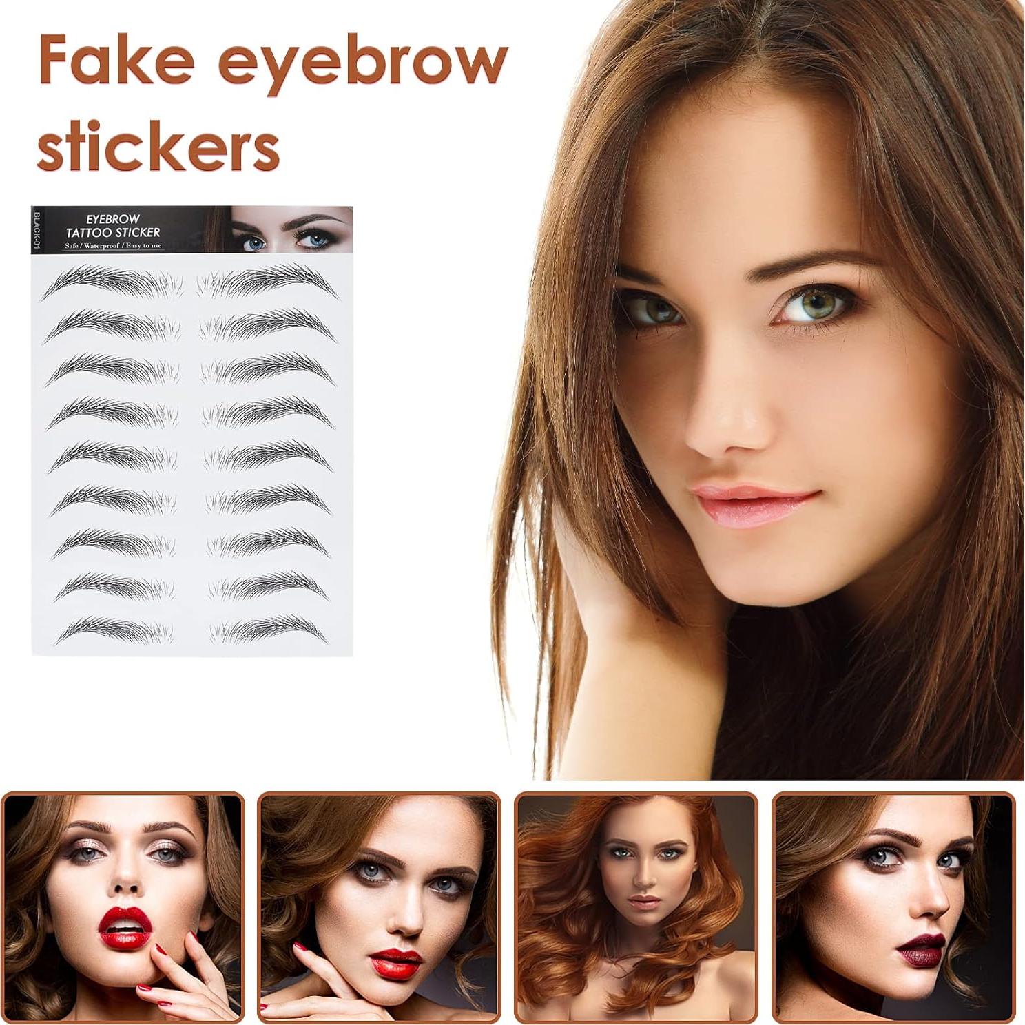 Stickers de Cejas Tatuaje Molain 4D Impermeables 6 PCS Negro