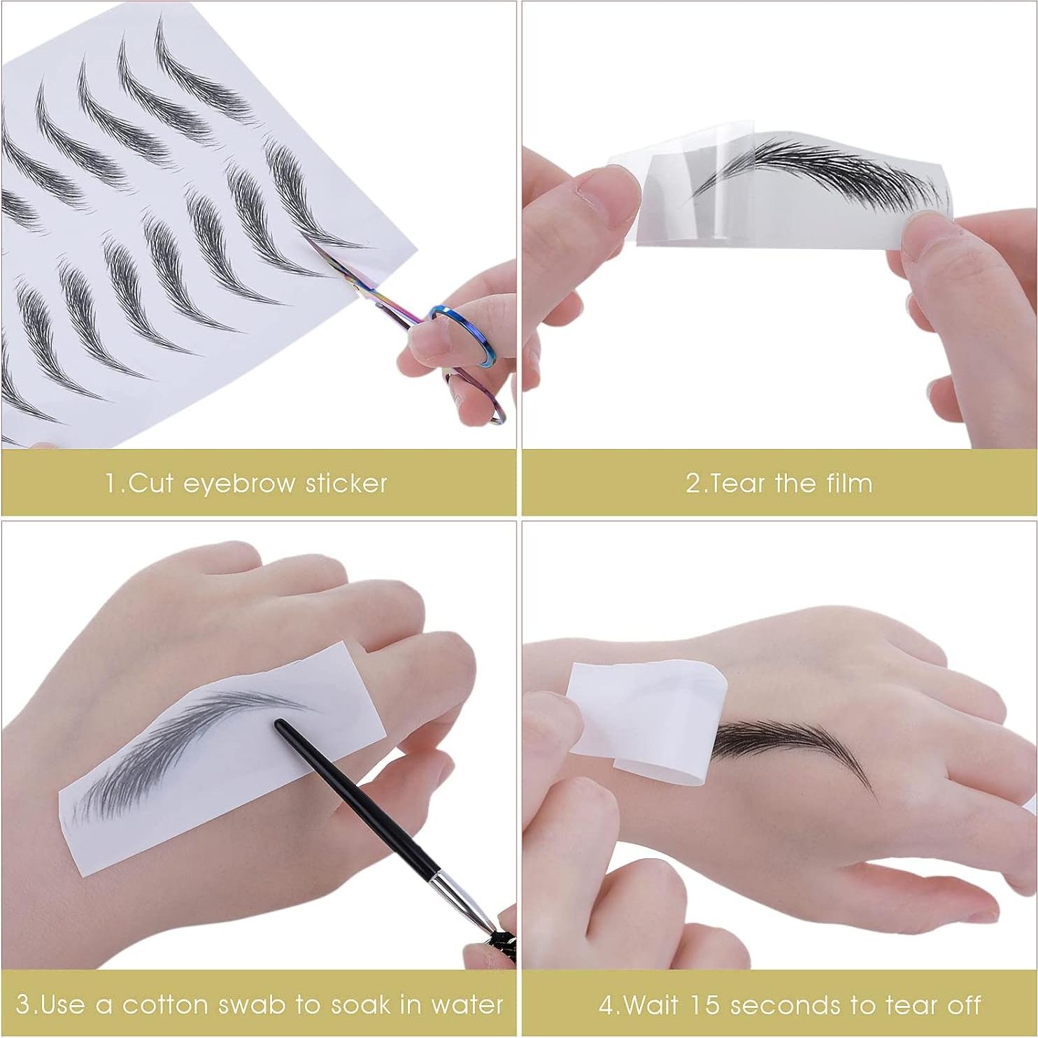 Stickers de Cejas Tatuaje Molain 4D Impermeables 6 PCS Negro