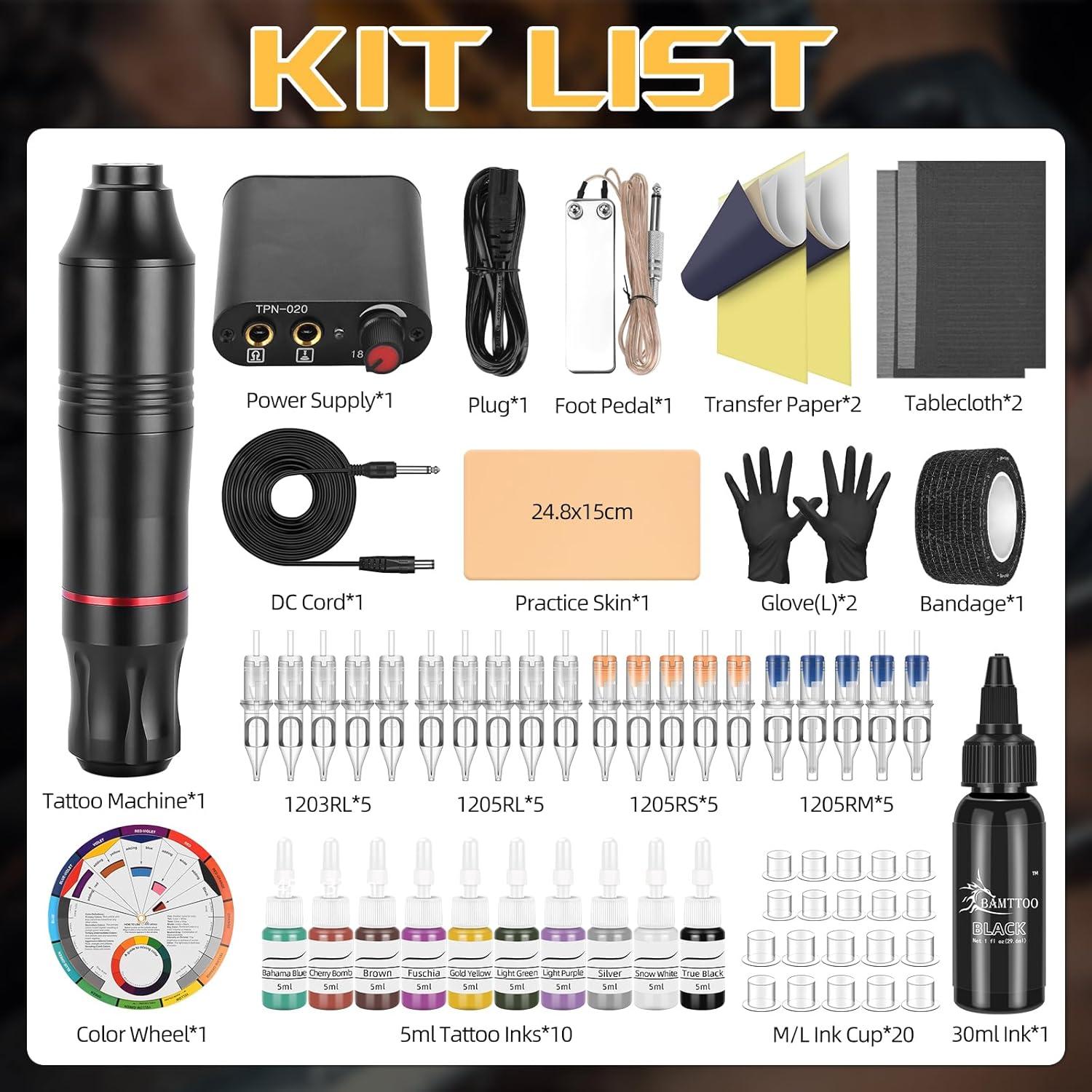 Kit de Tatuaje Completo BAMTTOO con Pluma y Accesorios