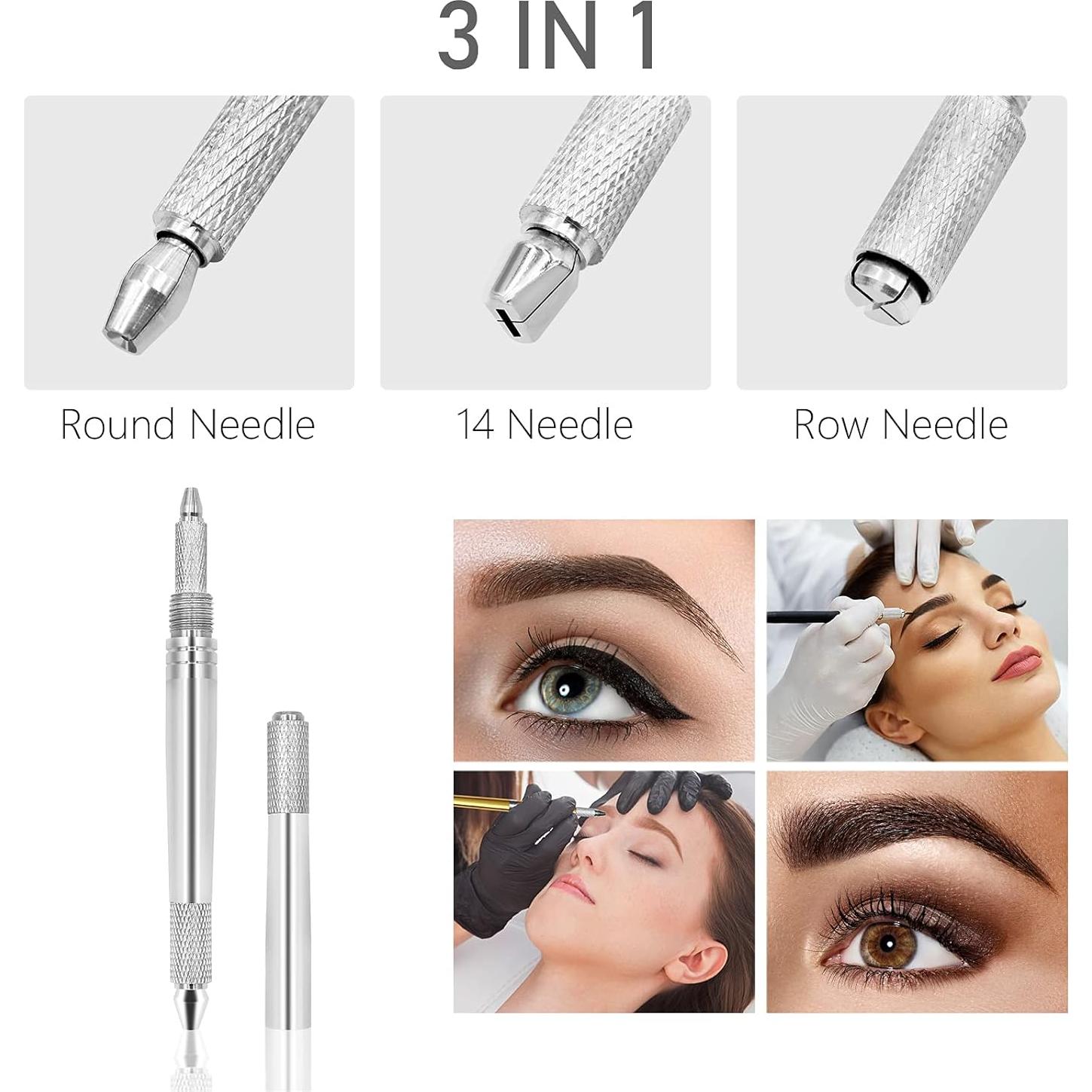 Pluma de Tatuaje de Cejas Pinkiou Microblading Plata 170x8mm