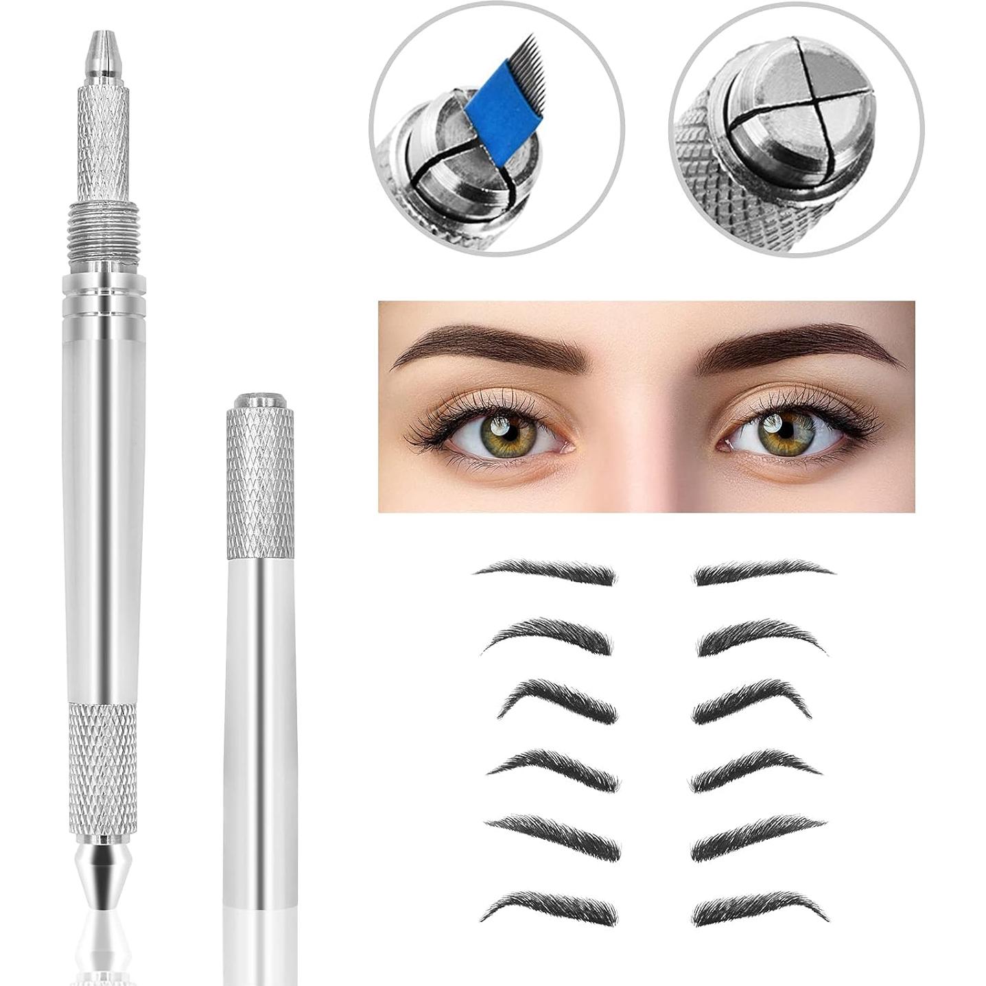 Pluma de Tatuaje de Cejas Pinkiou Microblading Plata 170x8mm