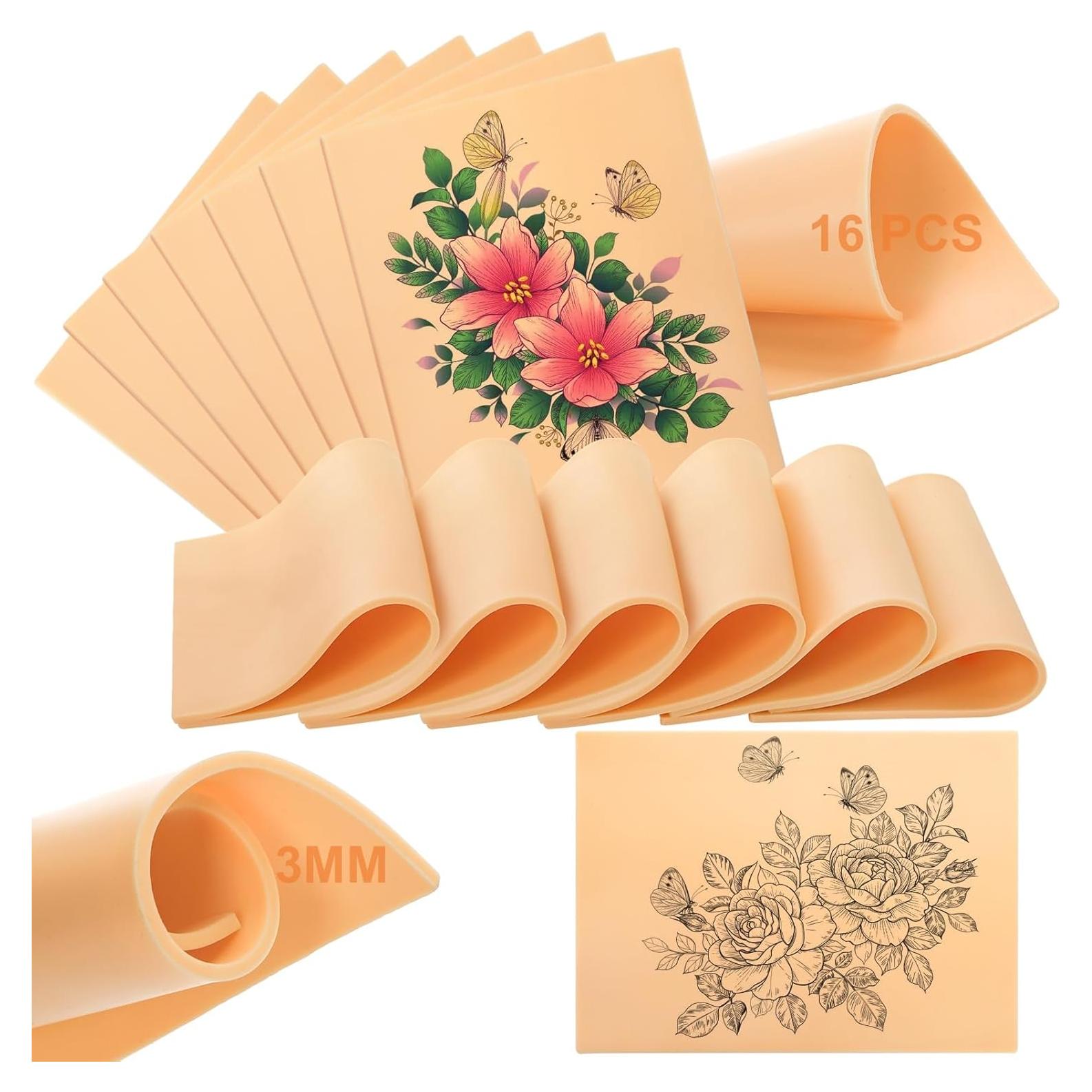 Pieles de Práctica de Tatuaje DEAYOU 16 Pcs 20x15 cm Silicona