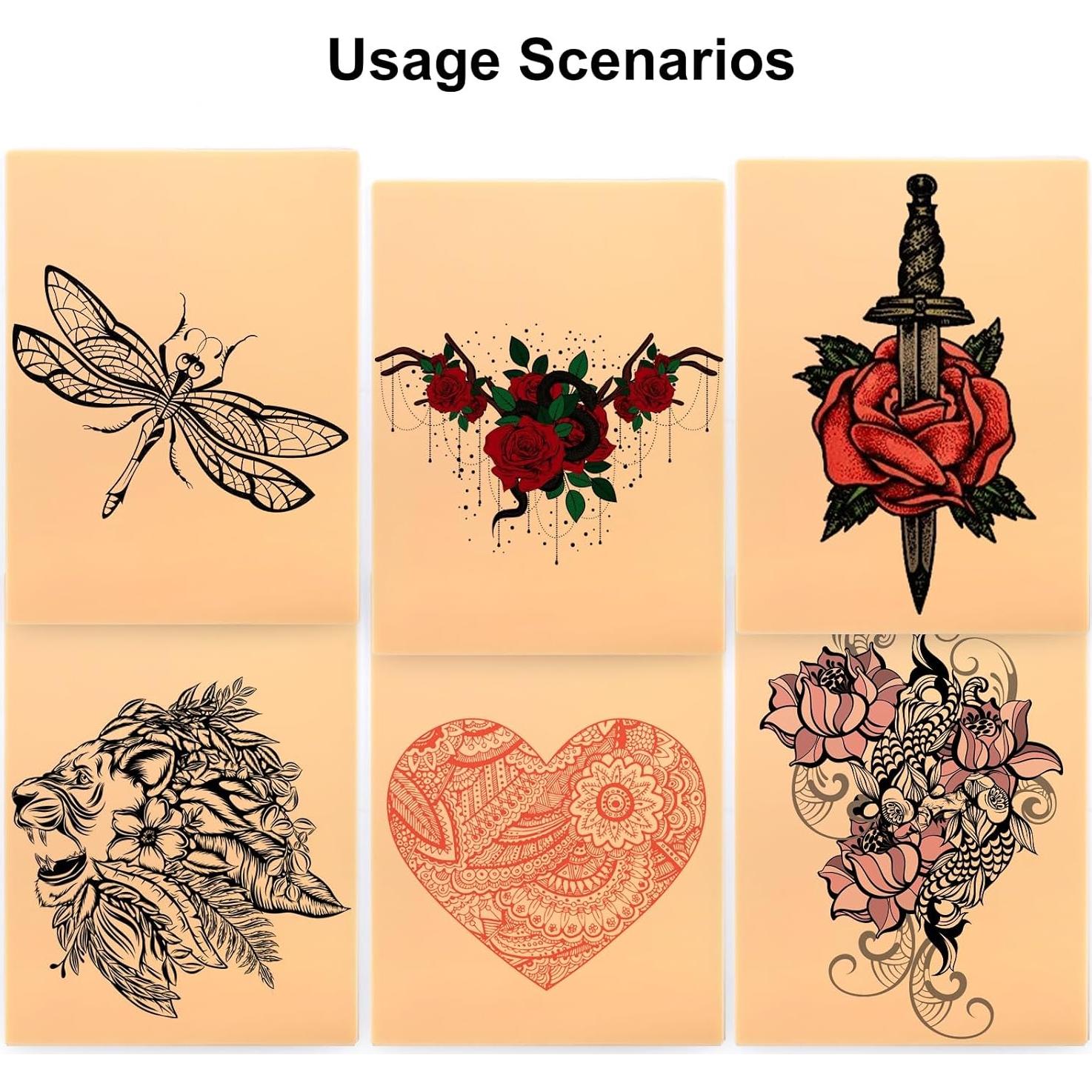 Pieles de Práctica de Tatuaje DEAYOU 16 Pcs 20x15 cm Silicona