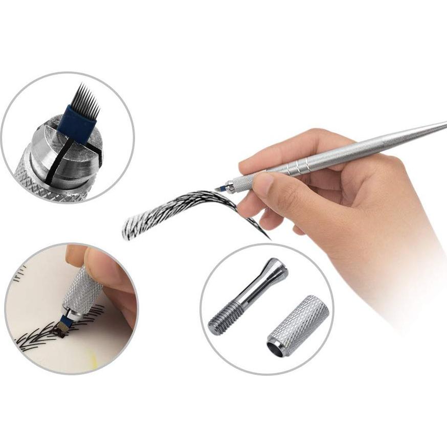 50 Agujas Microblading Pinkiou 18 Pin Acero Inoxidable