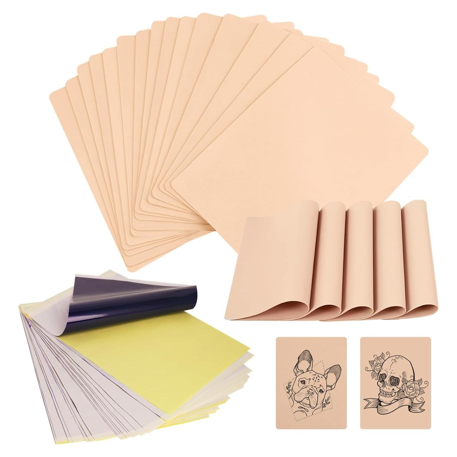Kit de Piel de Tatuaje WZPB - 40 Piezas, 20 Pieles y 20 Papeles