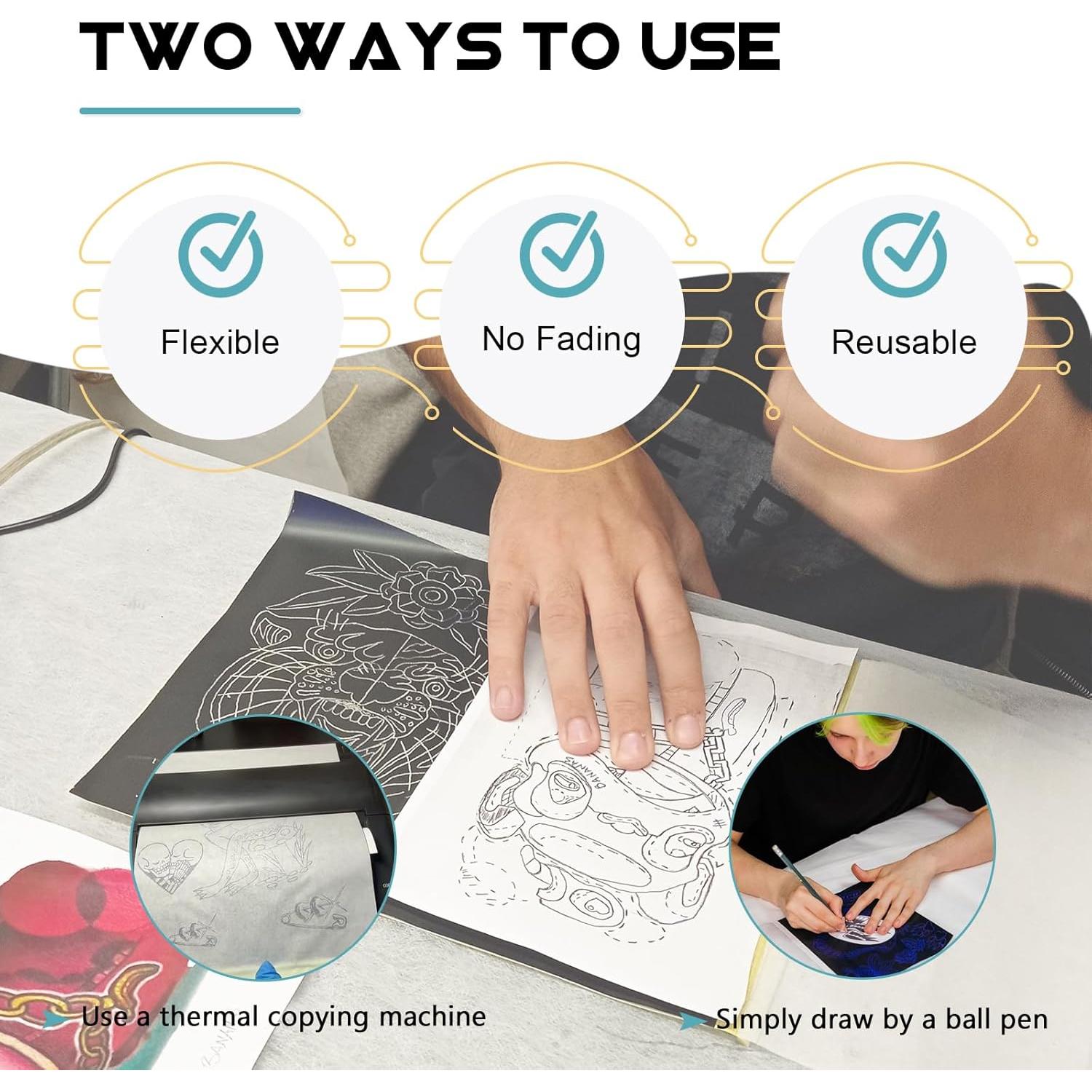 Kit de Piel de Tatuaje WZPB - 40 Piezas, 20 Pieles y 20 Papeles