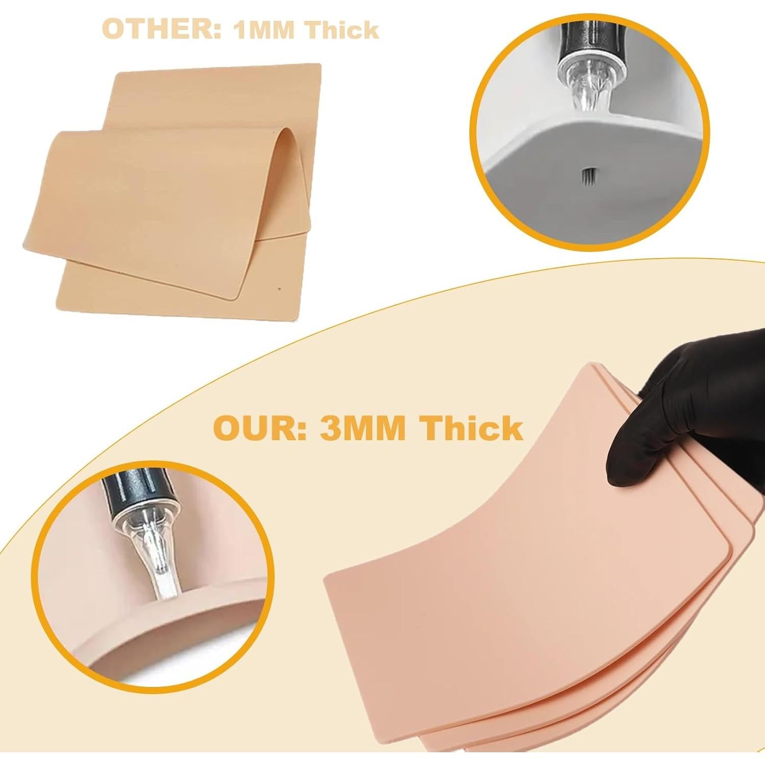 Piel de Práctica para Tatuaje Yuelong 3mm - 5PCS Doble Cara