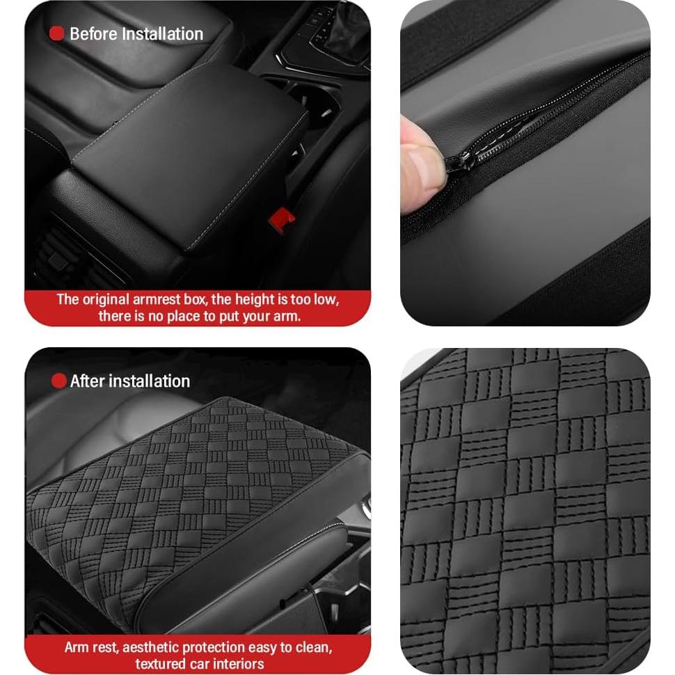 Cubierta de Reposabrazos para Coche Carleef Negro 31.5x21.5 cm