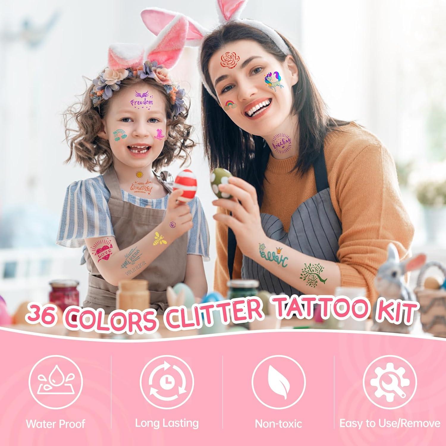 Kit de Tatuajes de Brillo Temporal Aottom - 220 Plantillas