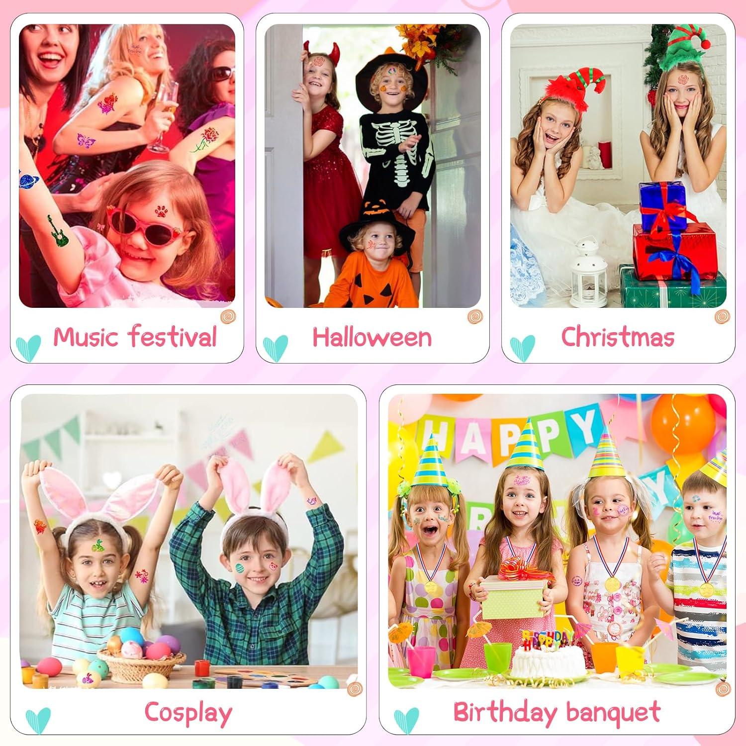 Kit de Tatuajes de Brillo Temporal Aottom - 220 Plantillas