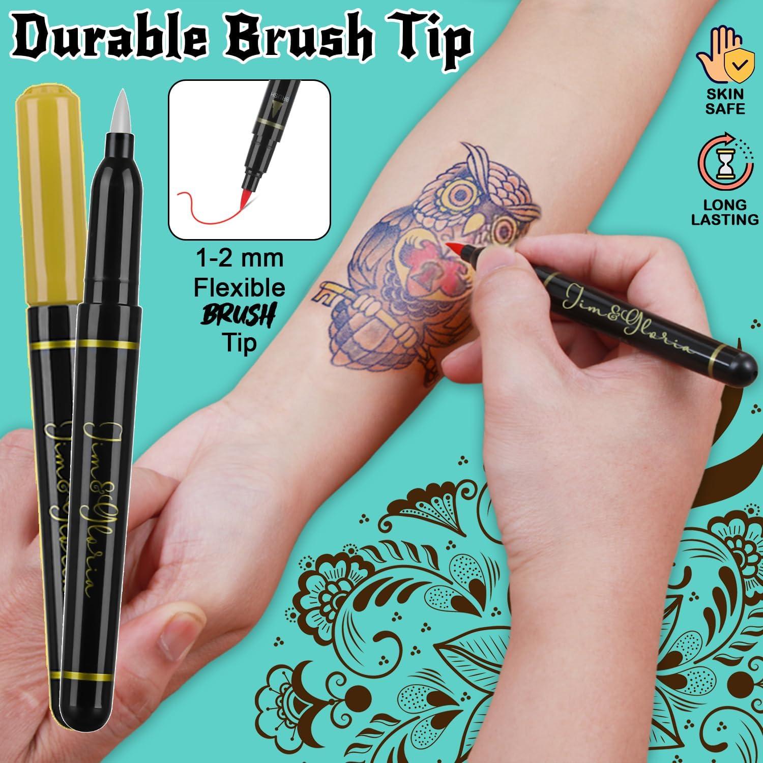 Marcadores de Tatuajes Temporales Jim&Gloria 10 Colores Oro y Plata