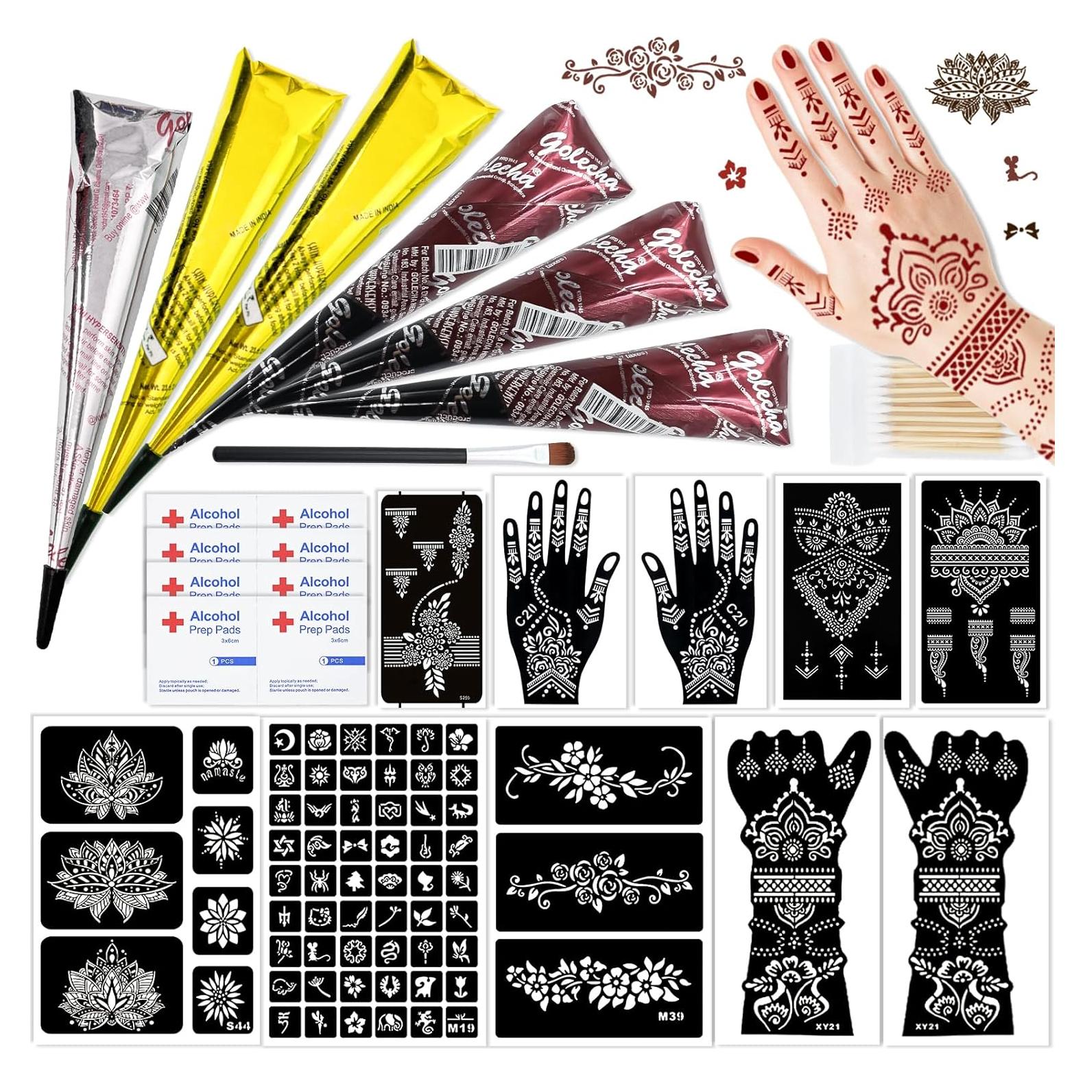 Kit de Tatuajes Temporales Pllusjoys 10 Hojas 6 Conos Colores