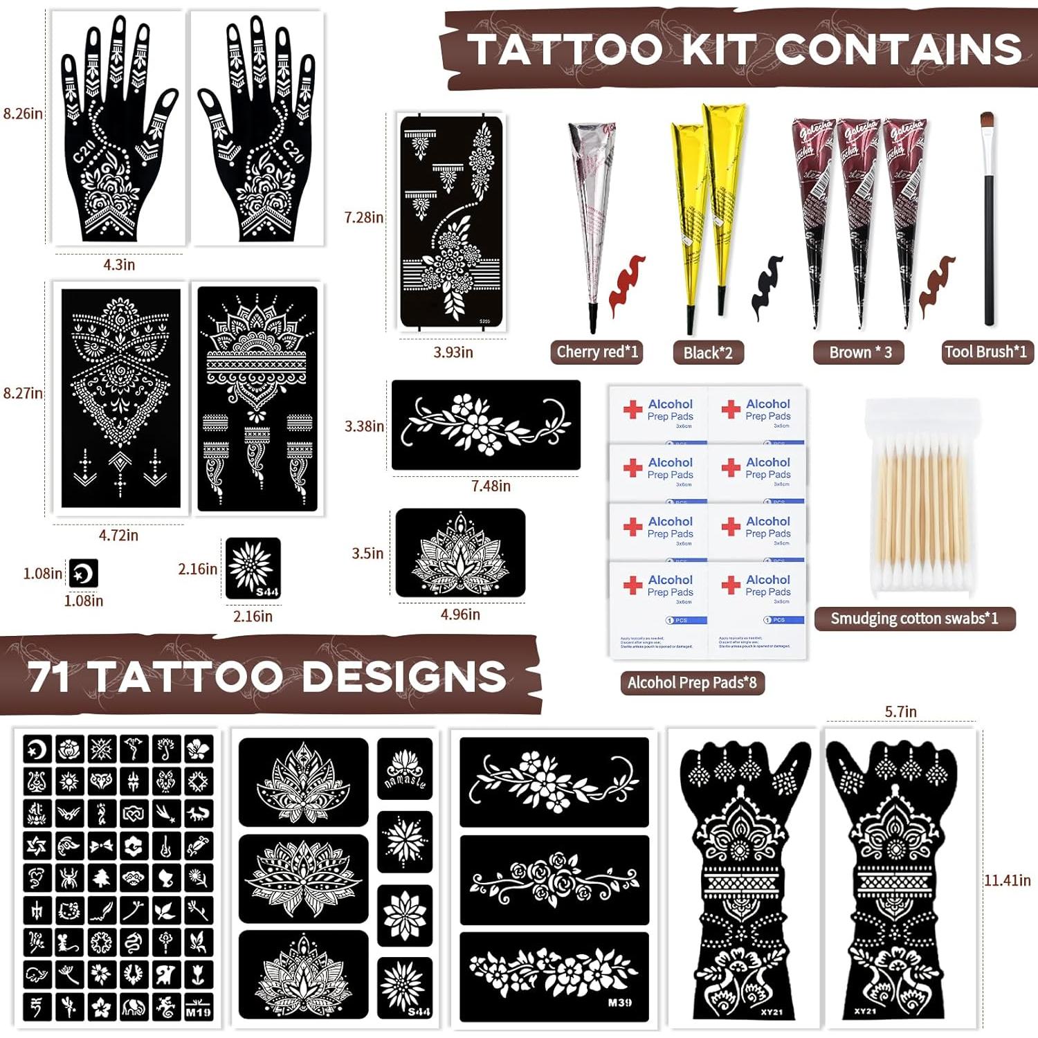 Kit de Tatuajes Temporales Pllusjoys 10 Hojas 6 Conos Colores