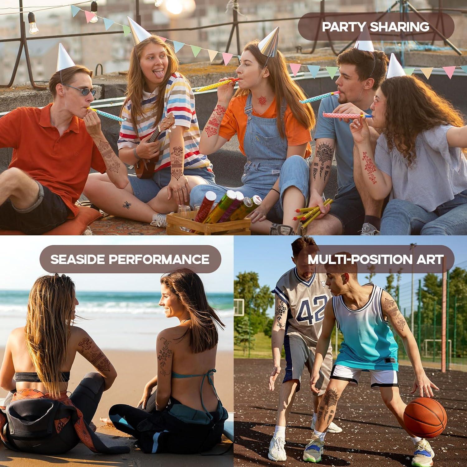 Kit de Tatuajes Temporales Pllusjoys 10 Hojas 6 Conos Colores