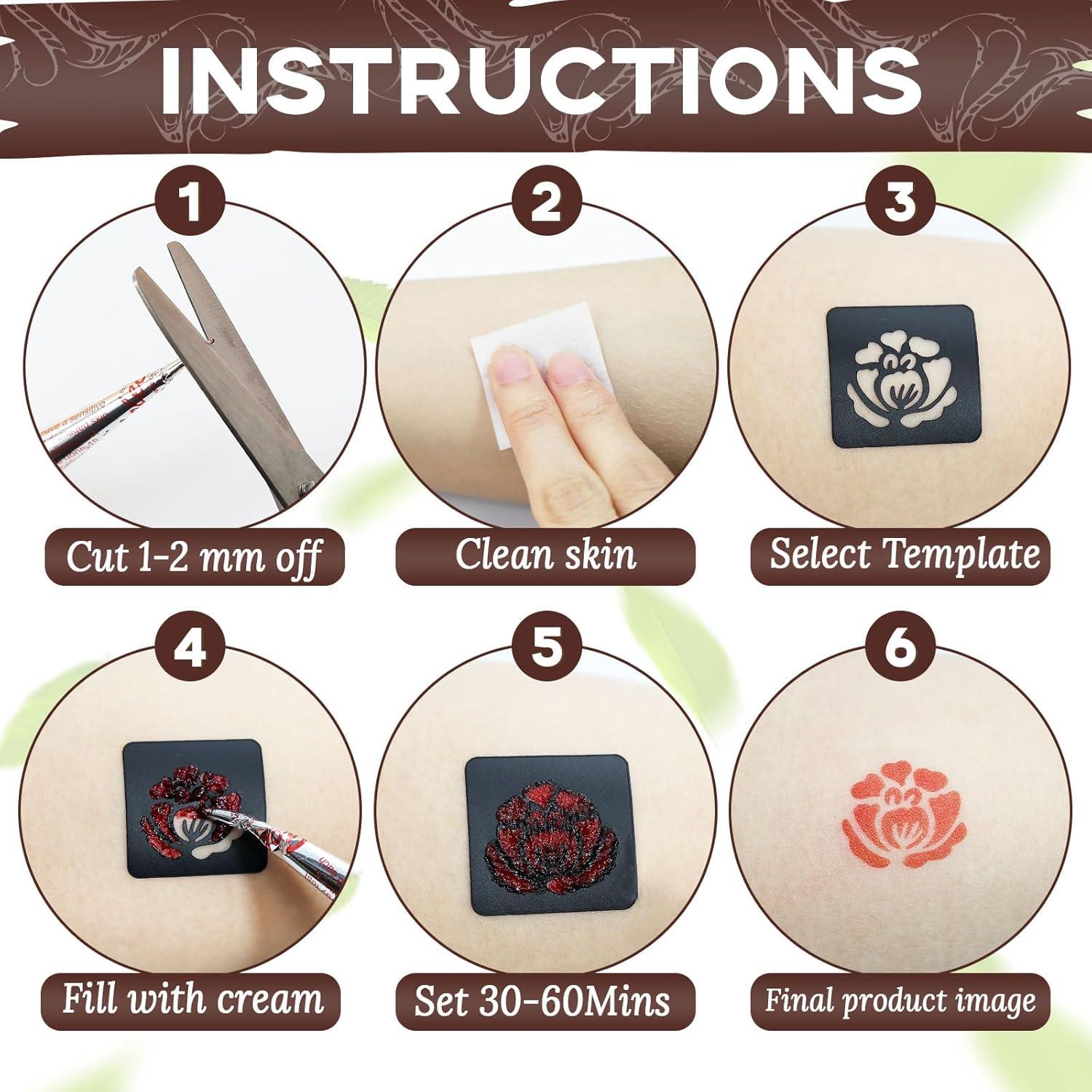 Kit de Tatuajes Temporales Pllusjoys 10 Hojas 6 Conos Colores