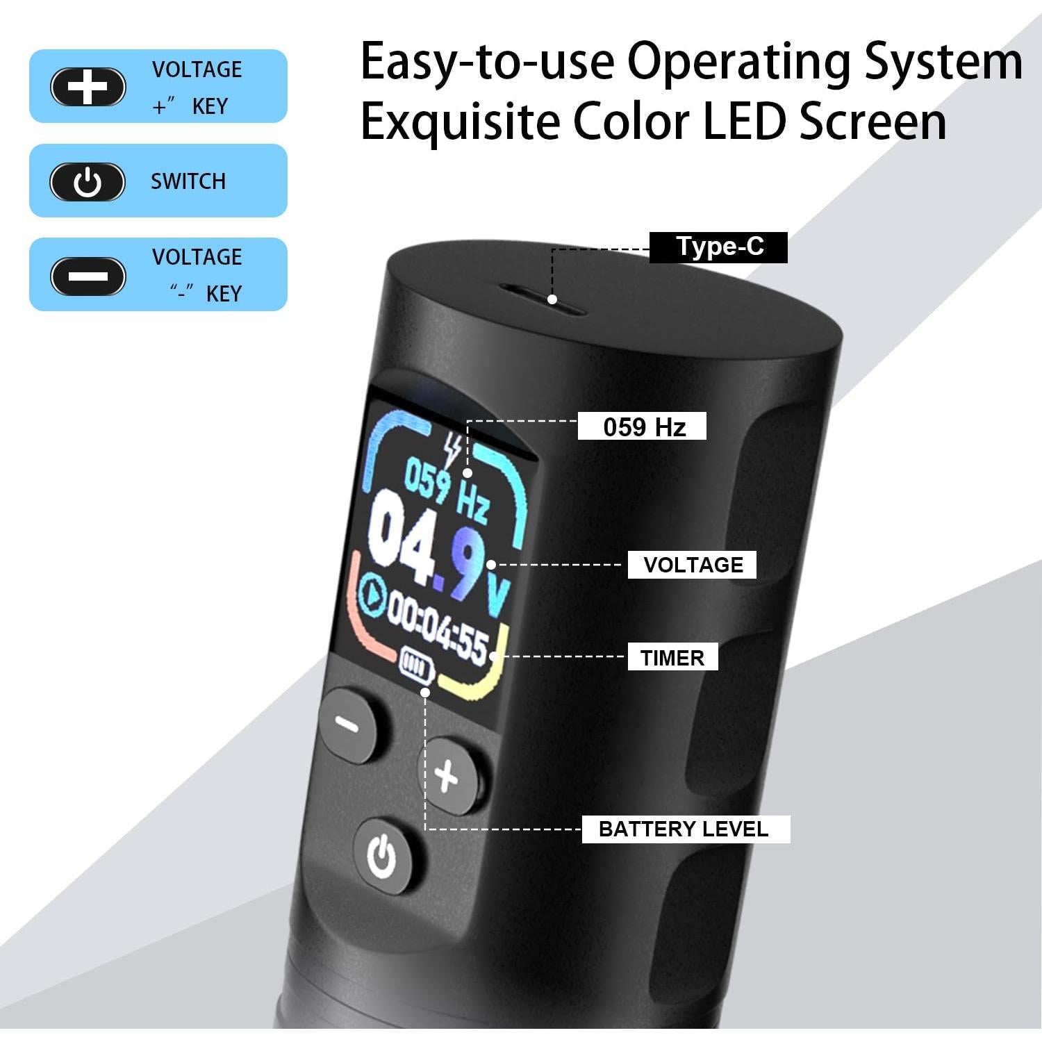 Kit de Tatuaje Inalámbrico KVM con Pluma OLED y 57 Accesorios