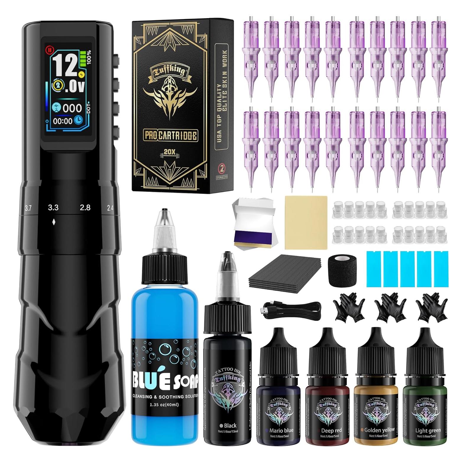 Kit de Tatuaje Tuffking - Máquina Rotativa Inalámbrica 1600mAh