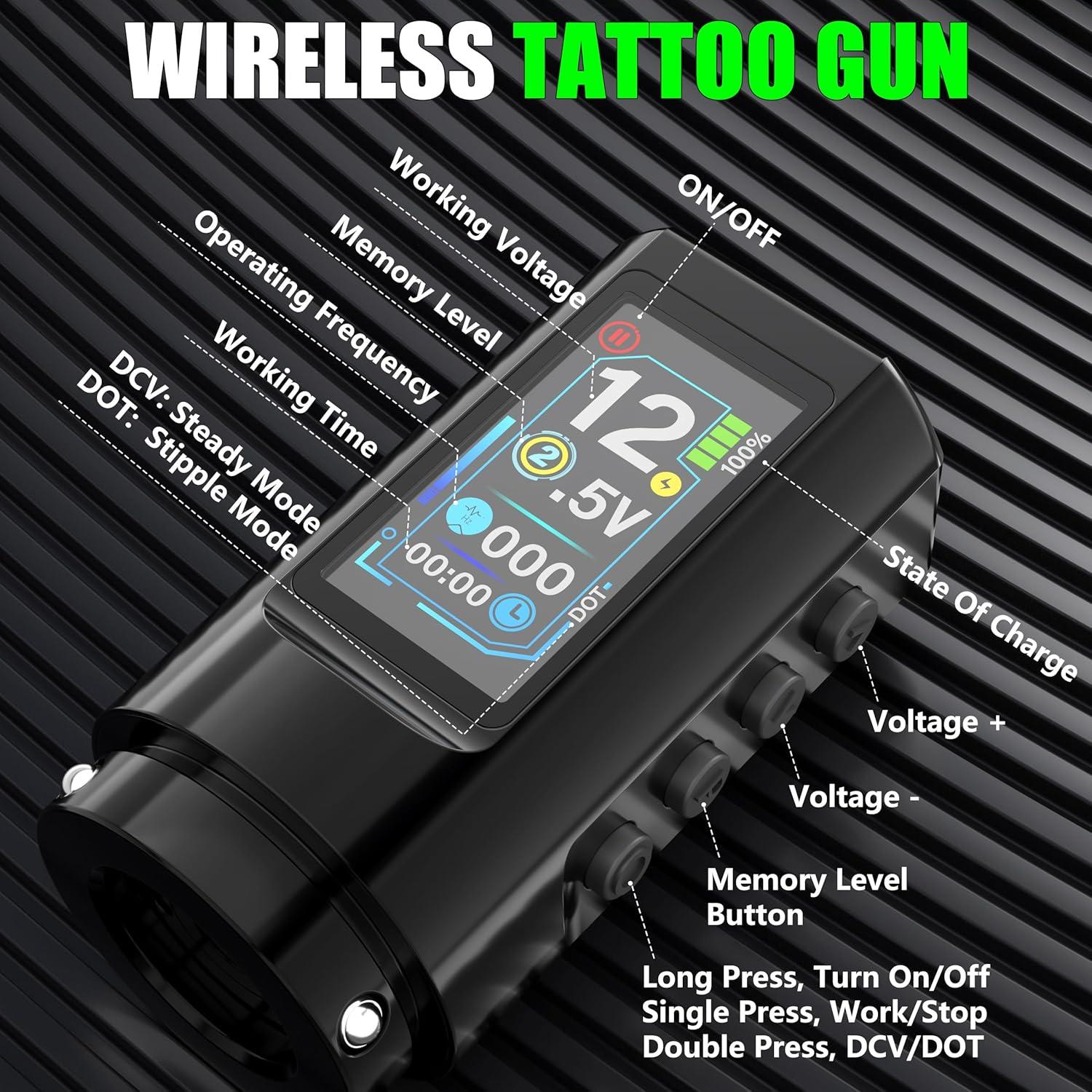 Kit de Tatuaje Tuffking - Máquina Rotativa Inalámbrica 1600mAh