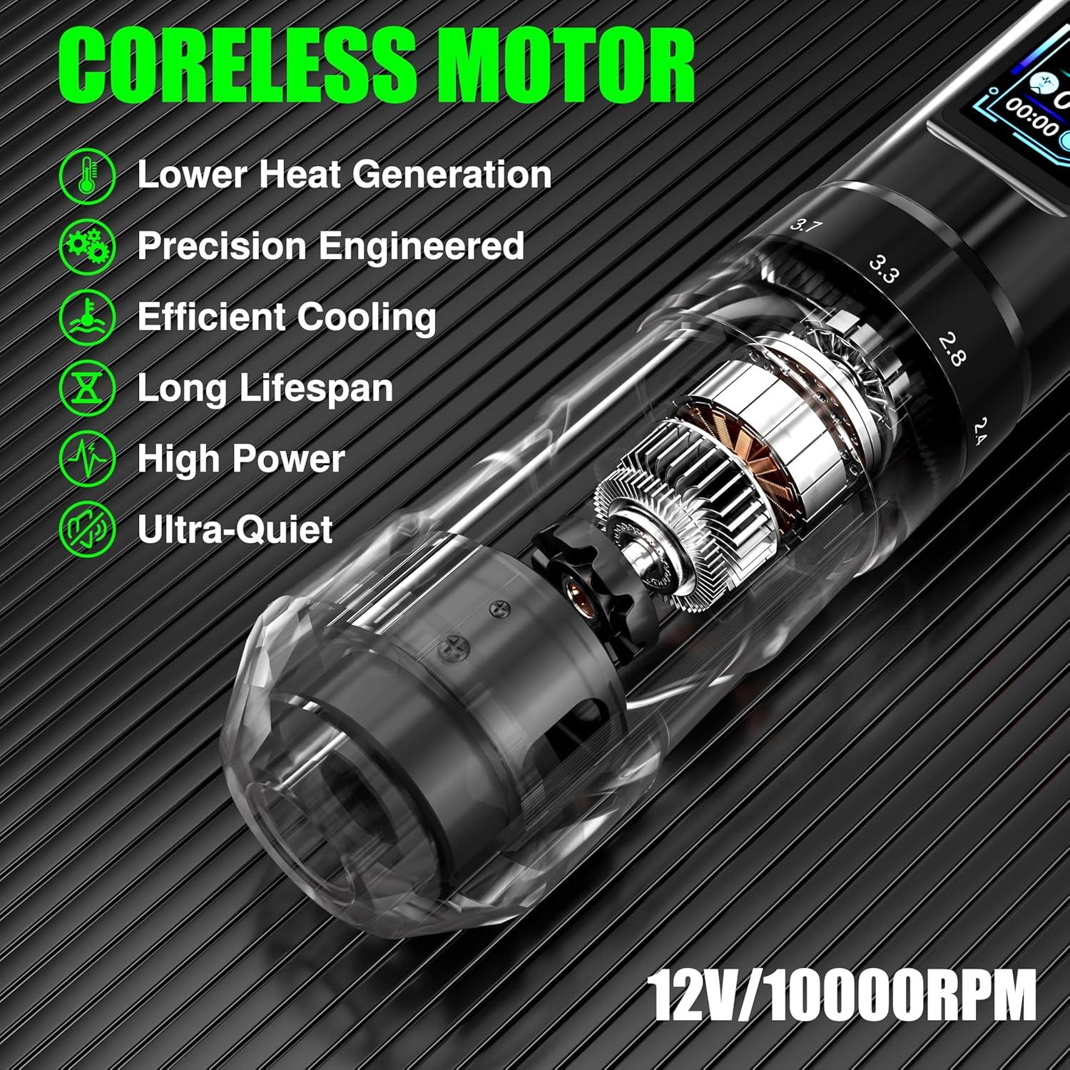 Kit de Tatuaje Tuffking - Máquina Rotativa Inalámbrica 1600mAh