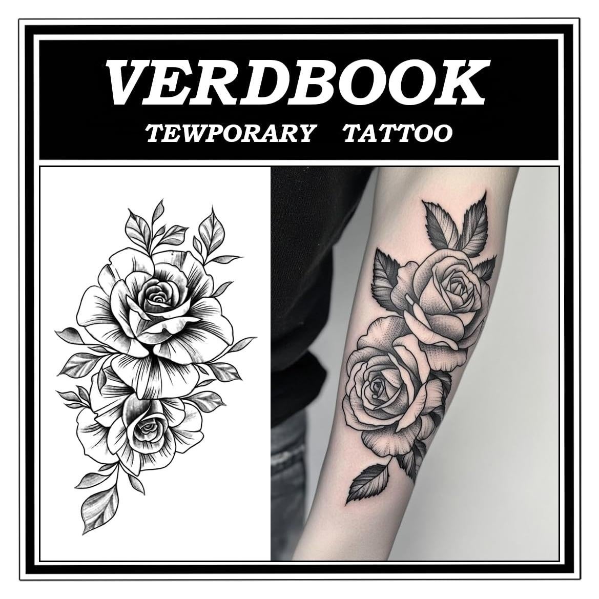 Kit de Tatuajes Temporales Impermeables VERDBOOK - 2 Hojas