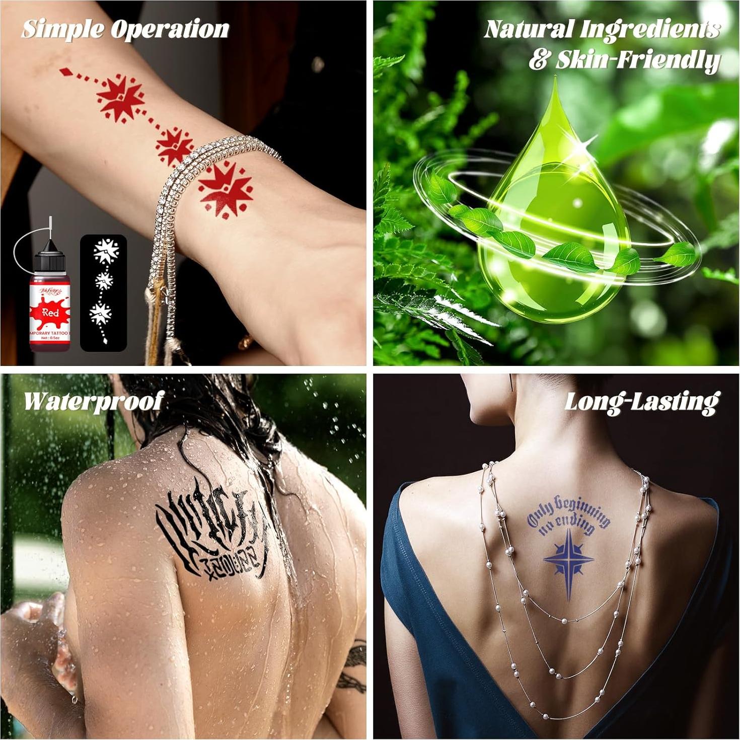 Kit de Tinta para Tatuajes Temporales InkForge - 12 Colores y 128 Plantillas