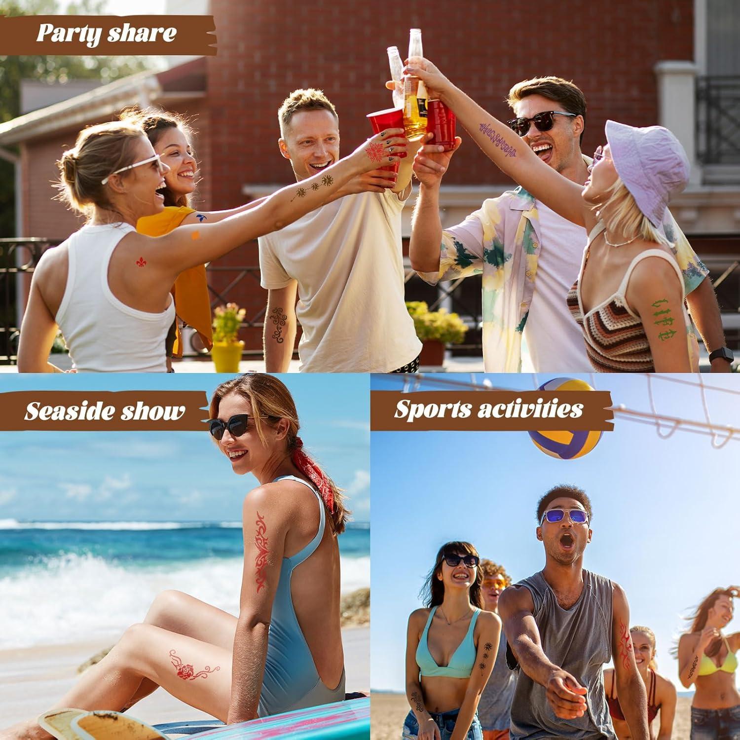 Kit de Tinta para Tatuajes Temporales InkForge - 12 Colores y 128 Plantillas