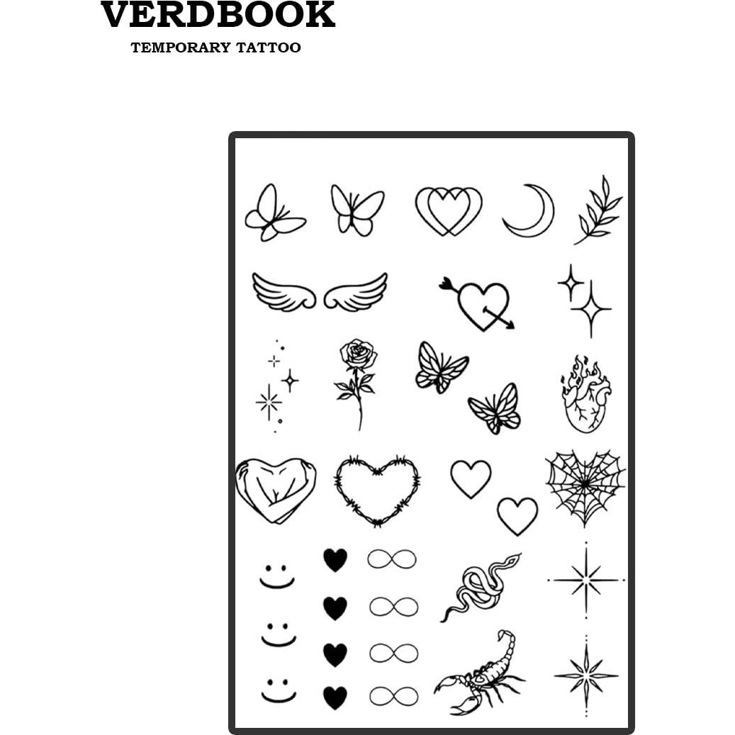 Kit de Tatuajes Temporales Impermeables VERDBOOK - 2 Hojas